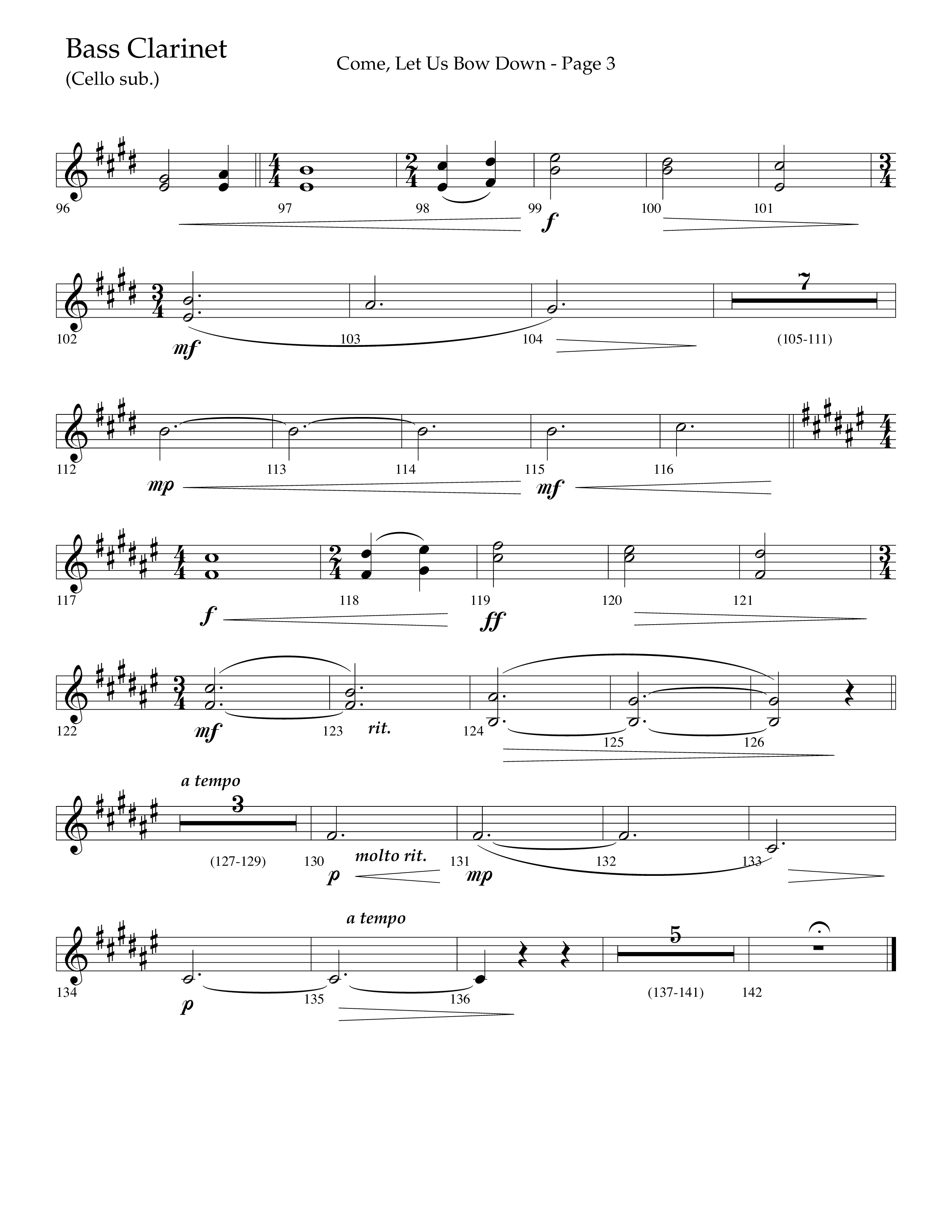 Come Let Us Bow Down (Choral Anthem SATB) Bass Clarinet (Lifeway Choral / Arr. Cliff Duren)