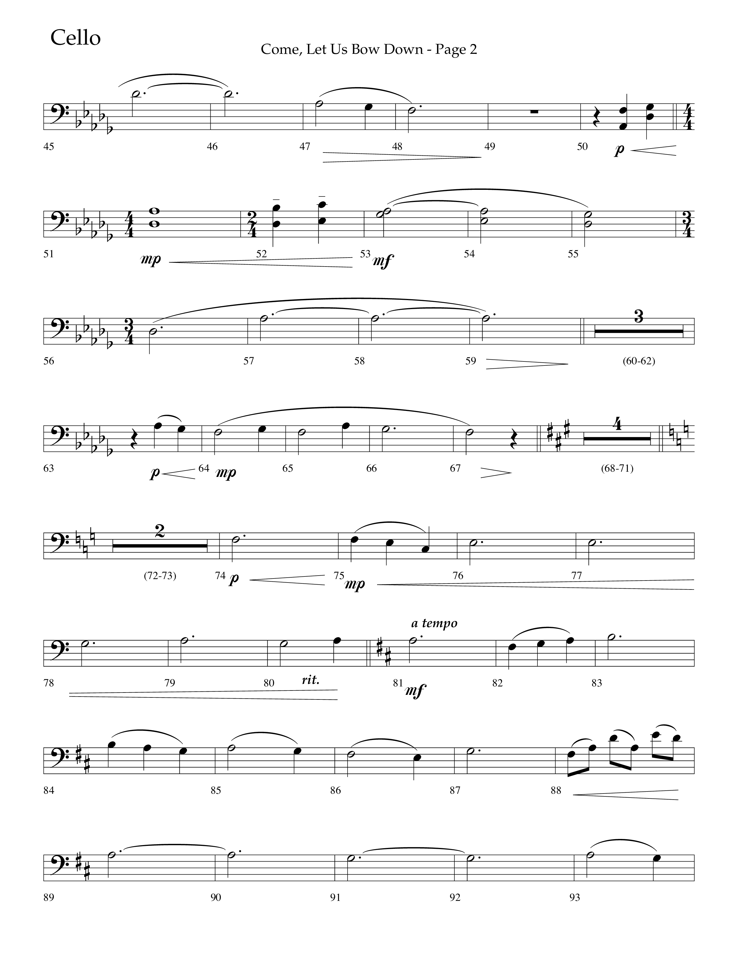 Come Let Us Bow Down (Choral Anthem SATB) Cello (Lifeway Choral / Arr. Cliff Duren)