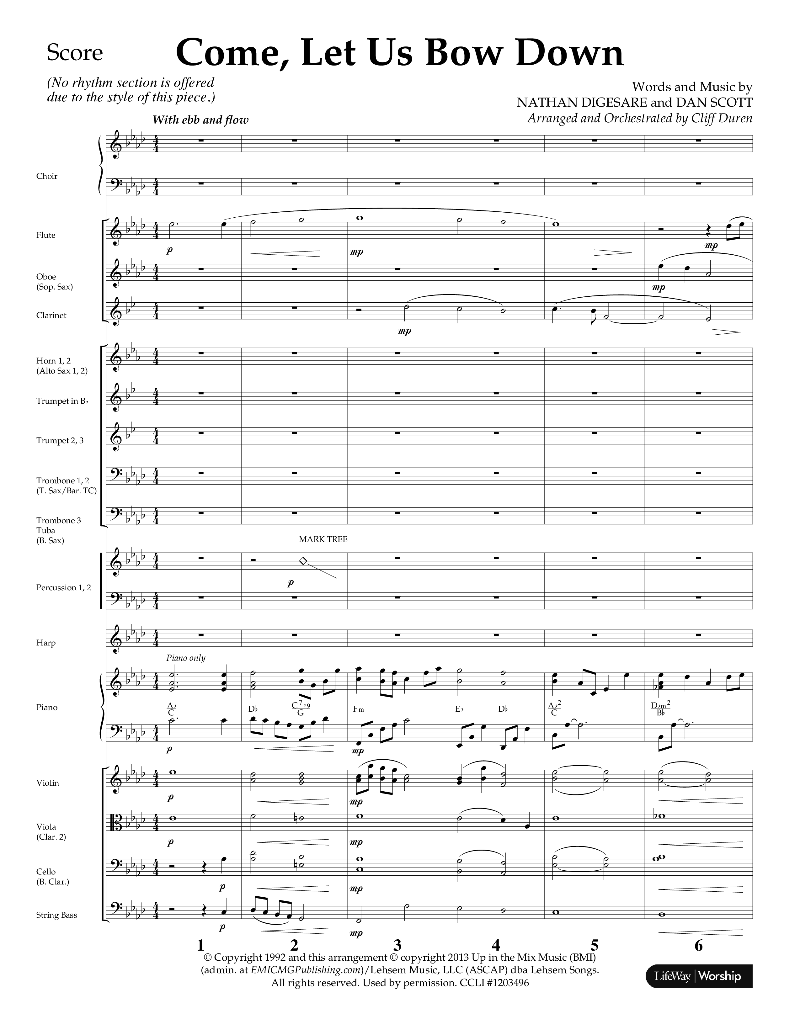 Come Let Us Bow Down (Choral Anthem SATB) Conductor's Score (Lifeway Choral / Arr. Cliff Duren)