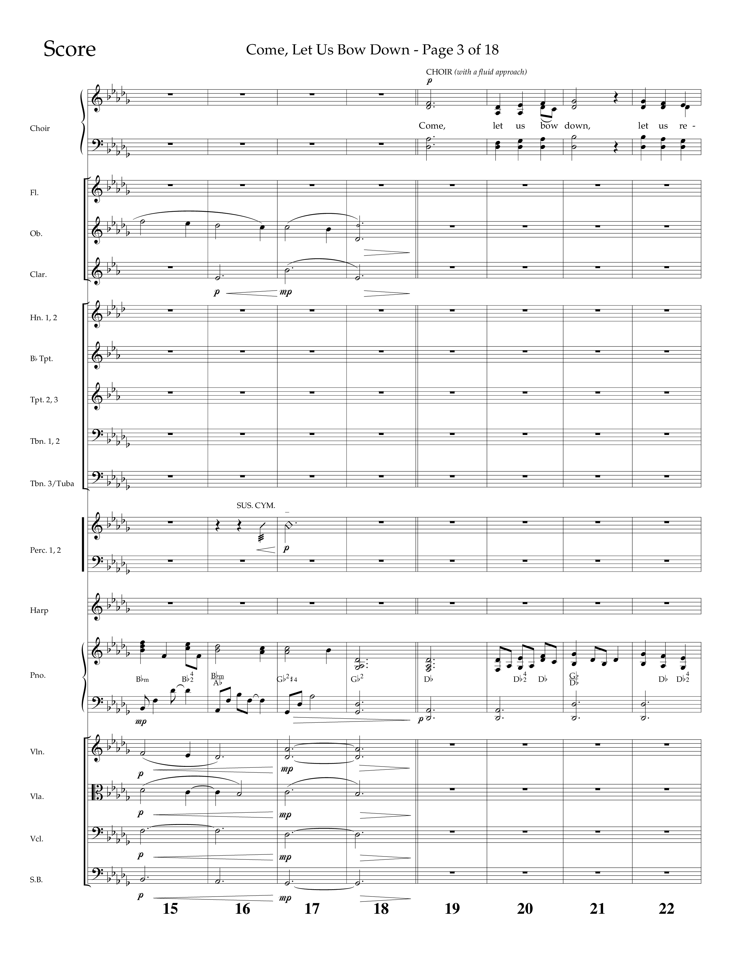 Come Let Us Bow Down (Choral Anthem SATB) Orchestration (Lifeway Choral / Arr. Cliff Duren)