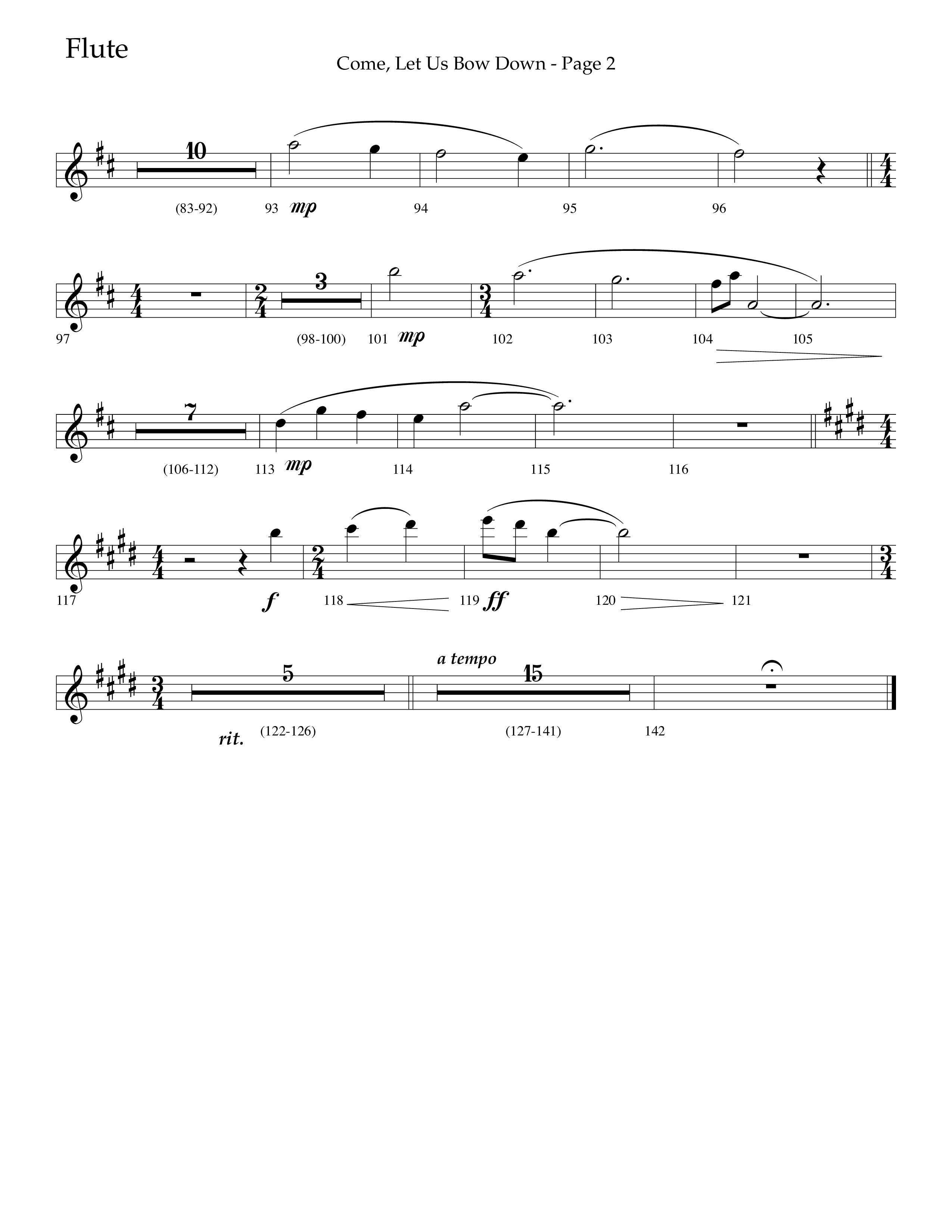 Come Let Us Bow Down (Choral Anthem SATB) Flute (Lifeway Choral / Arr. Cliff Duren)