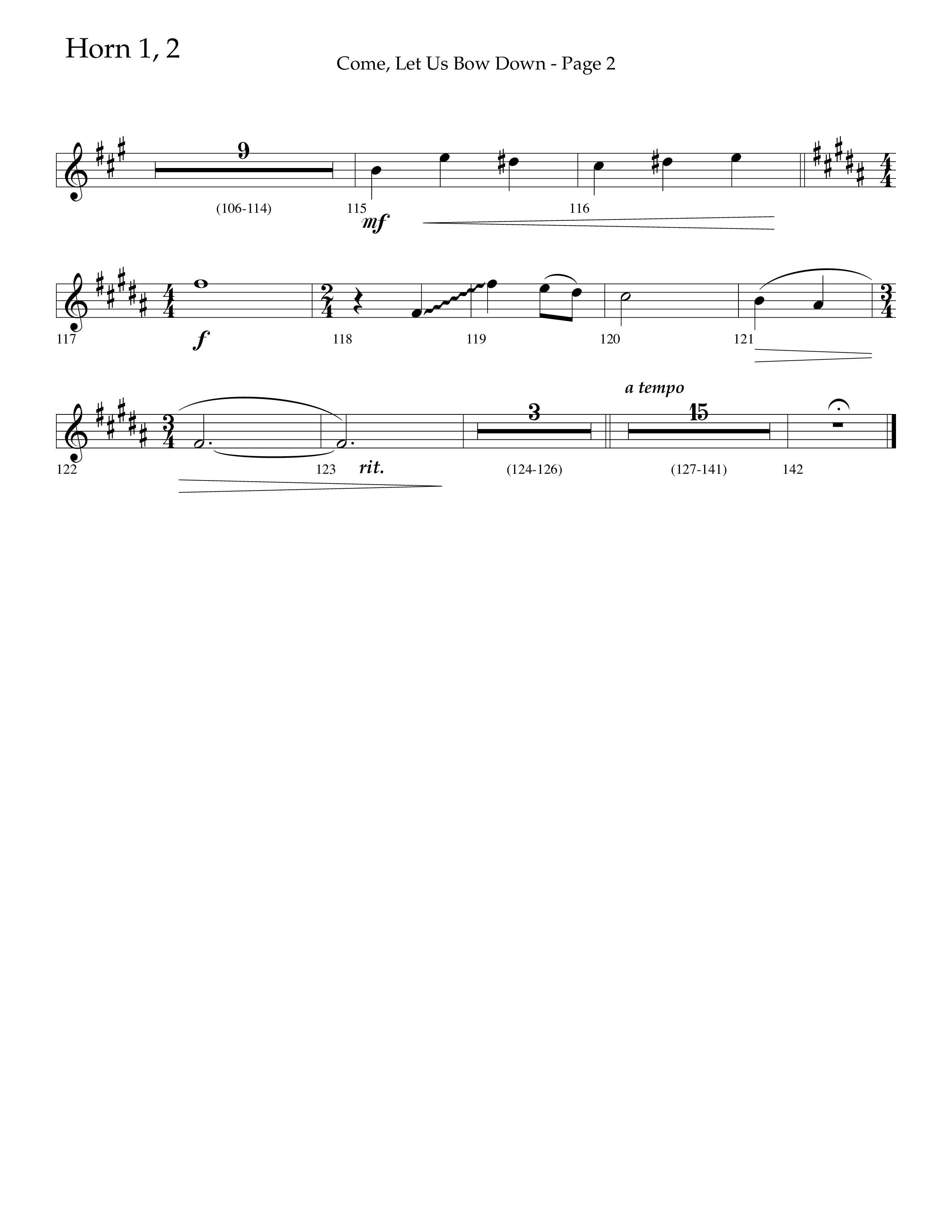 Come Let Us Bow Down (Choral Anthem SATB) French Horn 1/2 (Lifeway Choral / Arr. Cliff Duren)