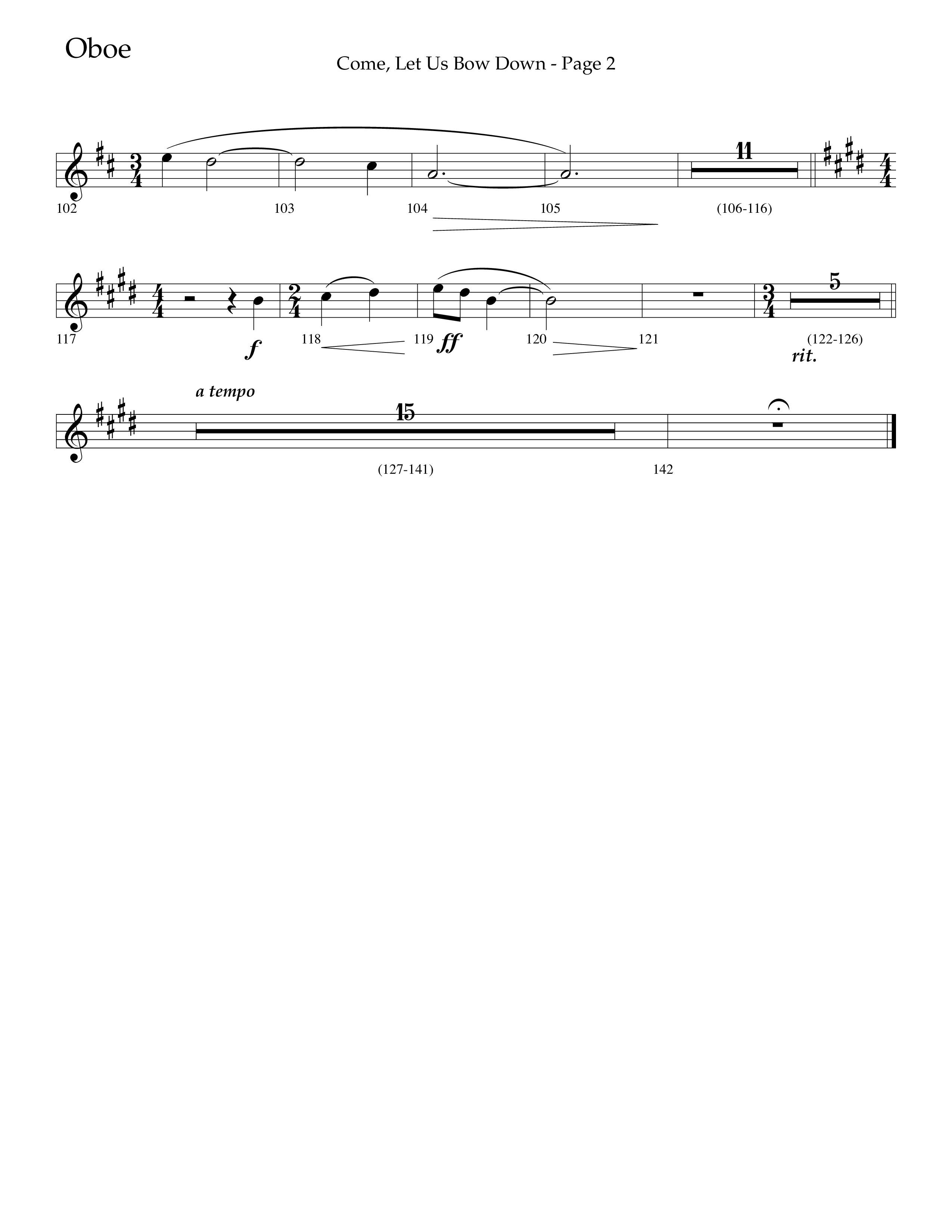 Come Let Us Bow Down (Choral Anthem SATB) Oboe (Lifeway Choral / Arr. Cliff Duren)