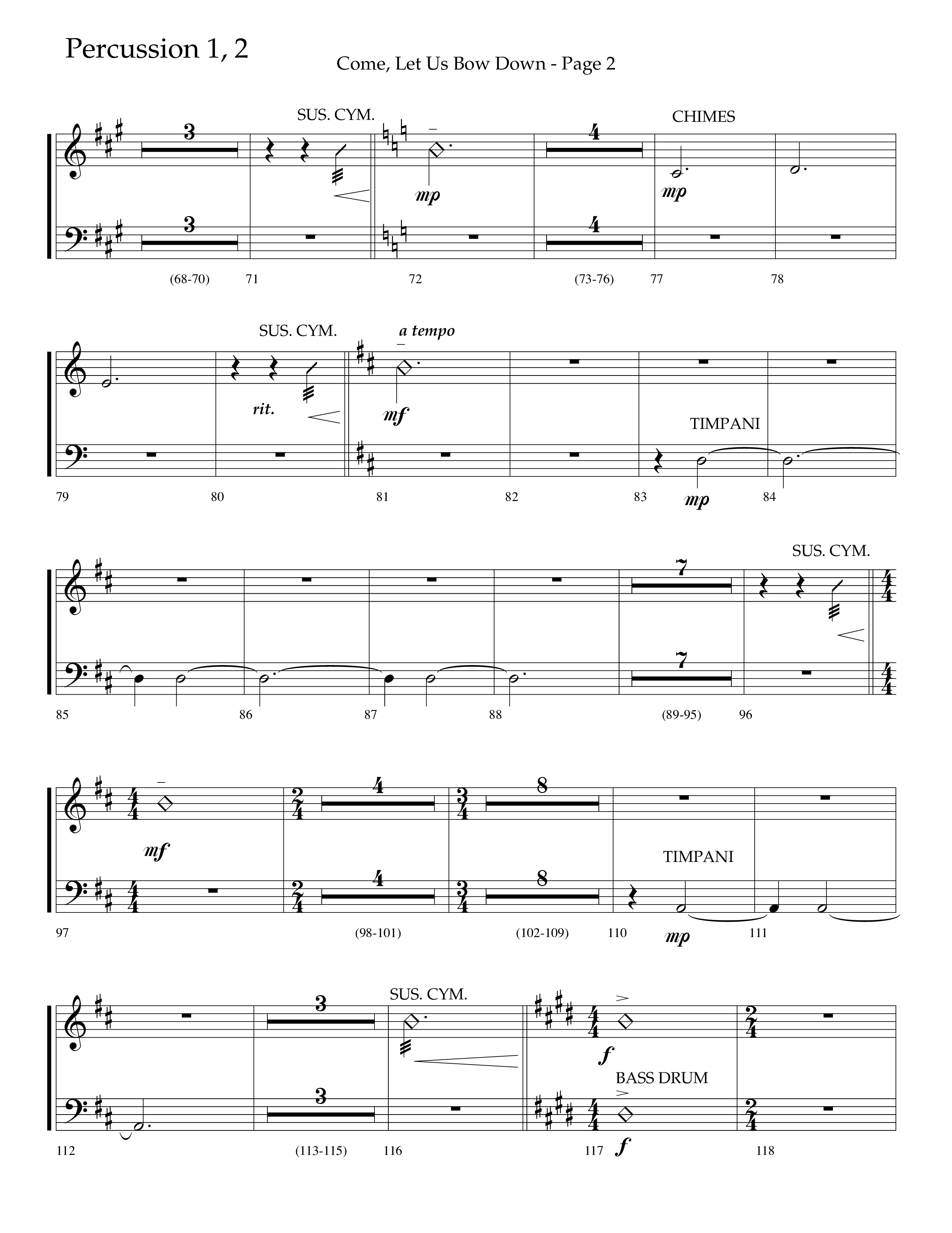 Come Let Us Bow Down (Choral Anthem SATB) Percussion 1/2 (Lifeway Choral / Arr. Cliff Duren)