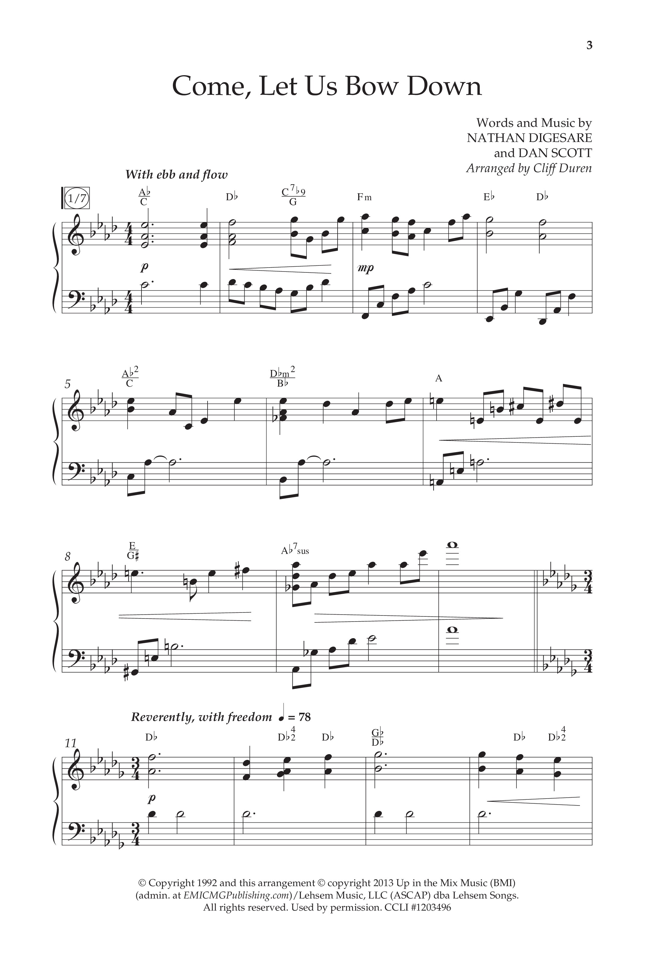 Come Let Us Bow Down (Choral Anthem SATB) Anthem (SATB/Piano) (Lifeway Choral / Arr. Cliff Duren)