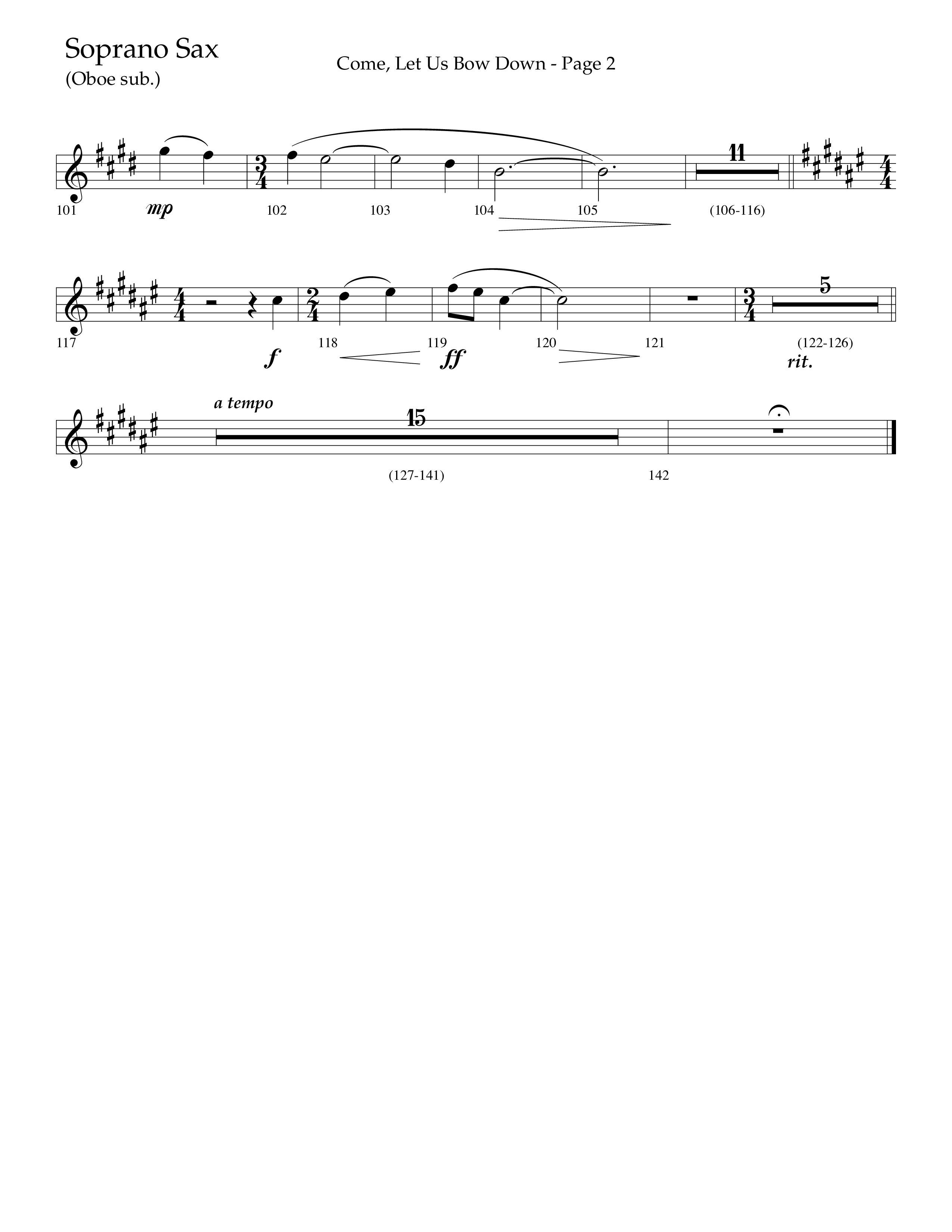 Come Let Us Bow Down (Choral Anthem SATB) Soprano Sax (Lifeway Choral / Arr. Cliff Duren)