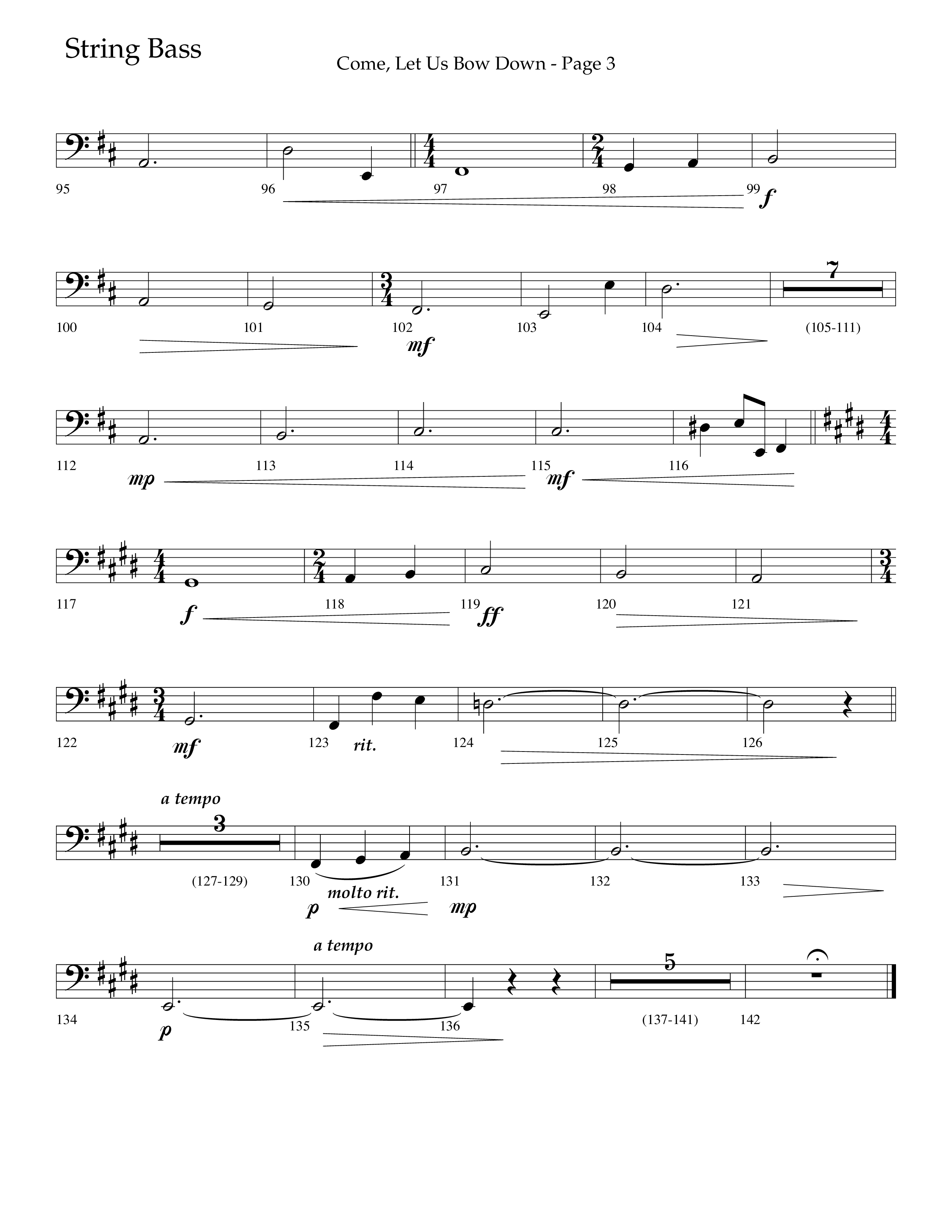 Come Let Us Bow Down (Choral Anthem SATB) String Bass (Lifeway Choral / Arr. Cliff Duren)