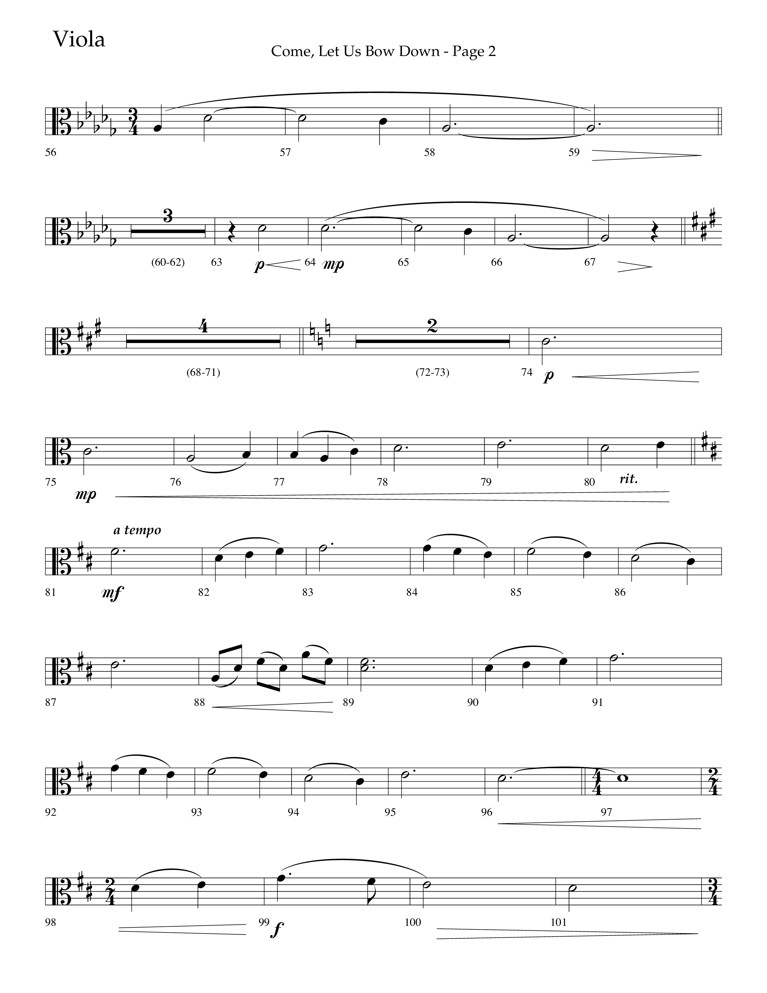 Come Let Us Bow Down (Choral Anthem SATB) Viola (Lifeway Choral / Arr. Cliff Duren)