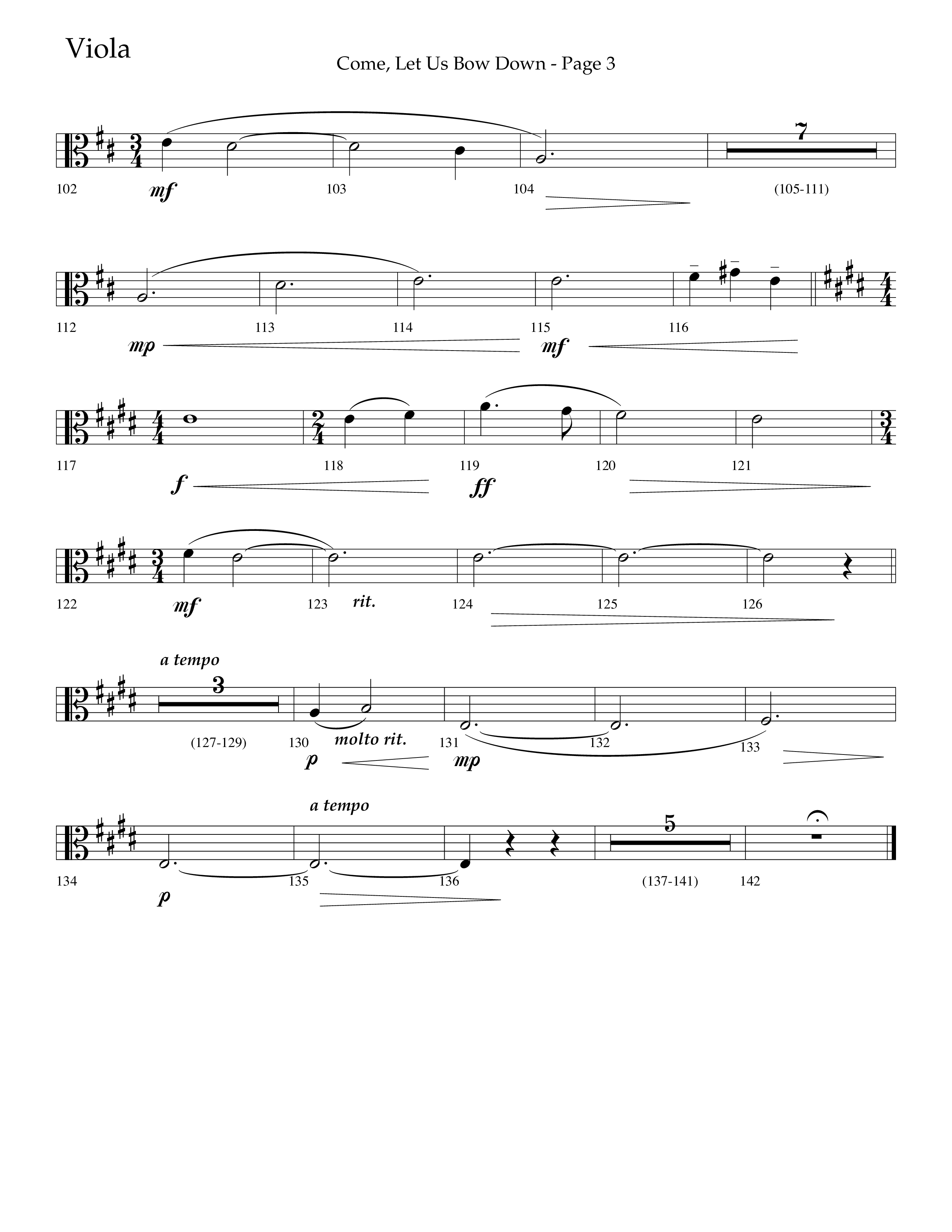 Come Let Us Bow Down (Choral Anthem SATB) Viola (Lifeway Choral / Arr. Cliff Duren)