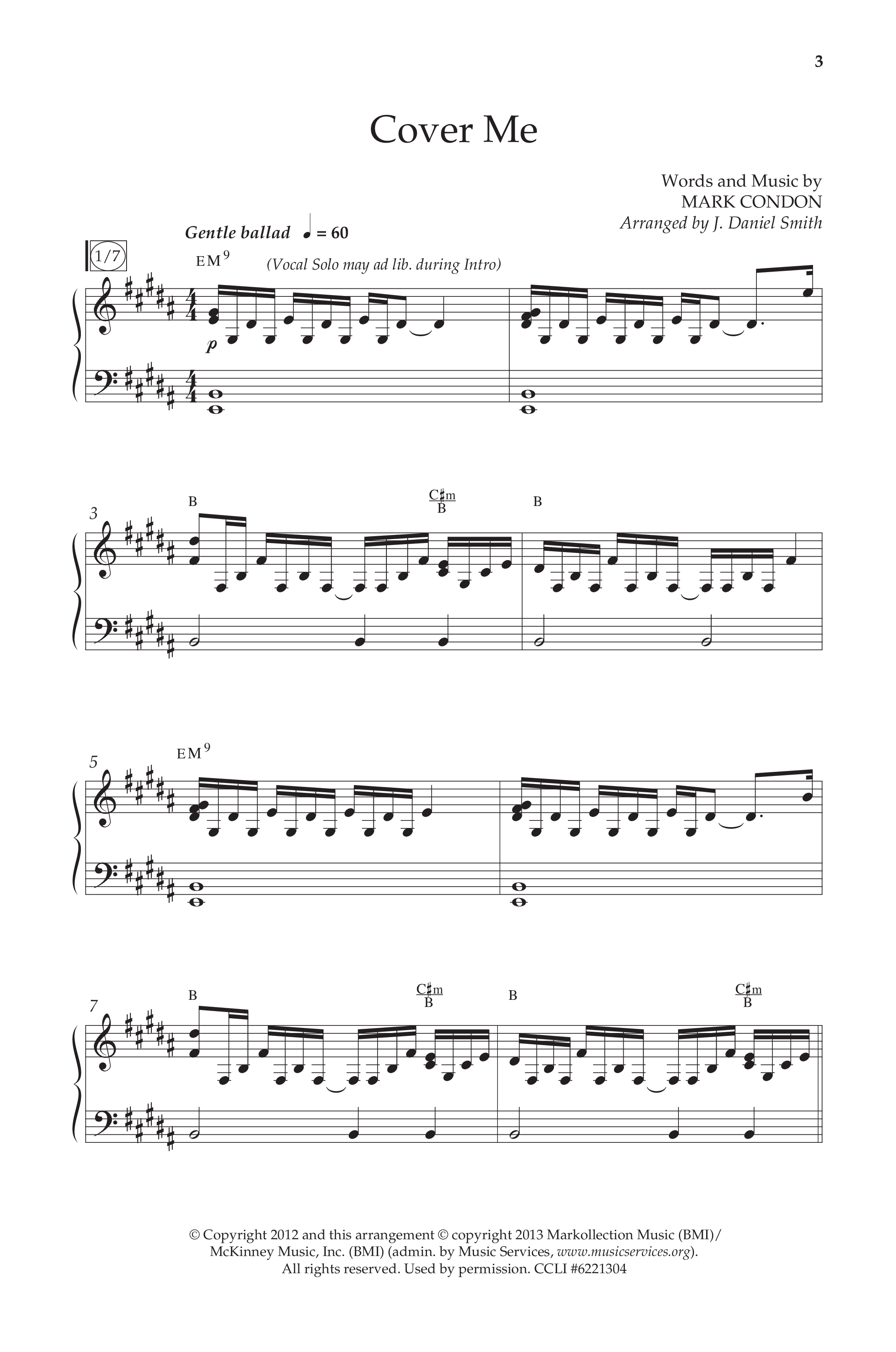 Cover Me (Choral Anthem SATB) Anthem (SATB/Piano) (Lifeway Choral / Arr. J. Daniel Smith)