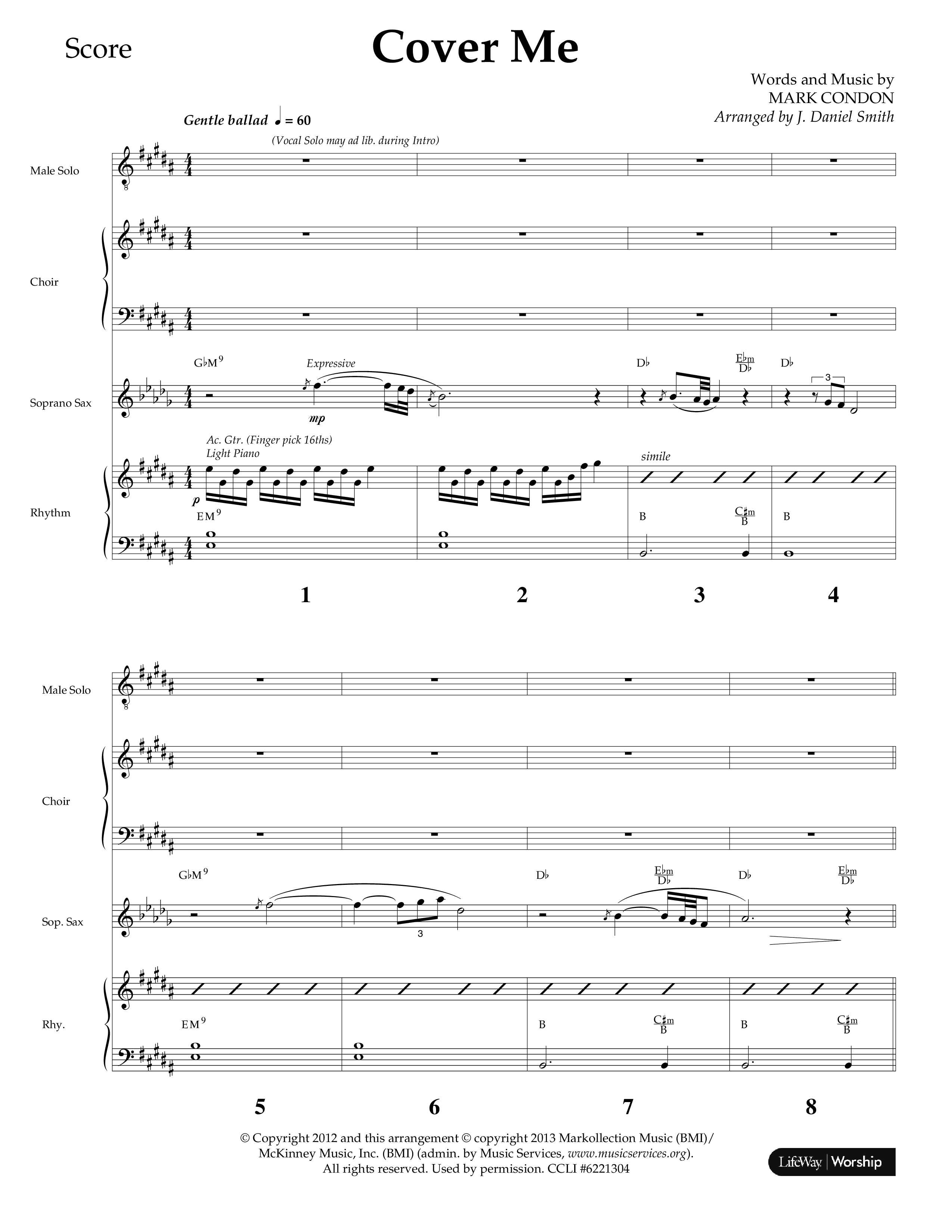 Cover Me (Choral Anthem SATB) Lead Melody & Rhythm (Lifeway Choral / Arr. J. Daniel Smith)