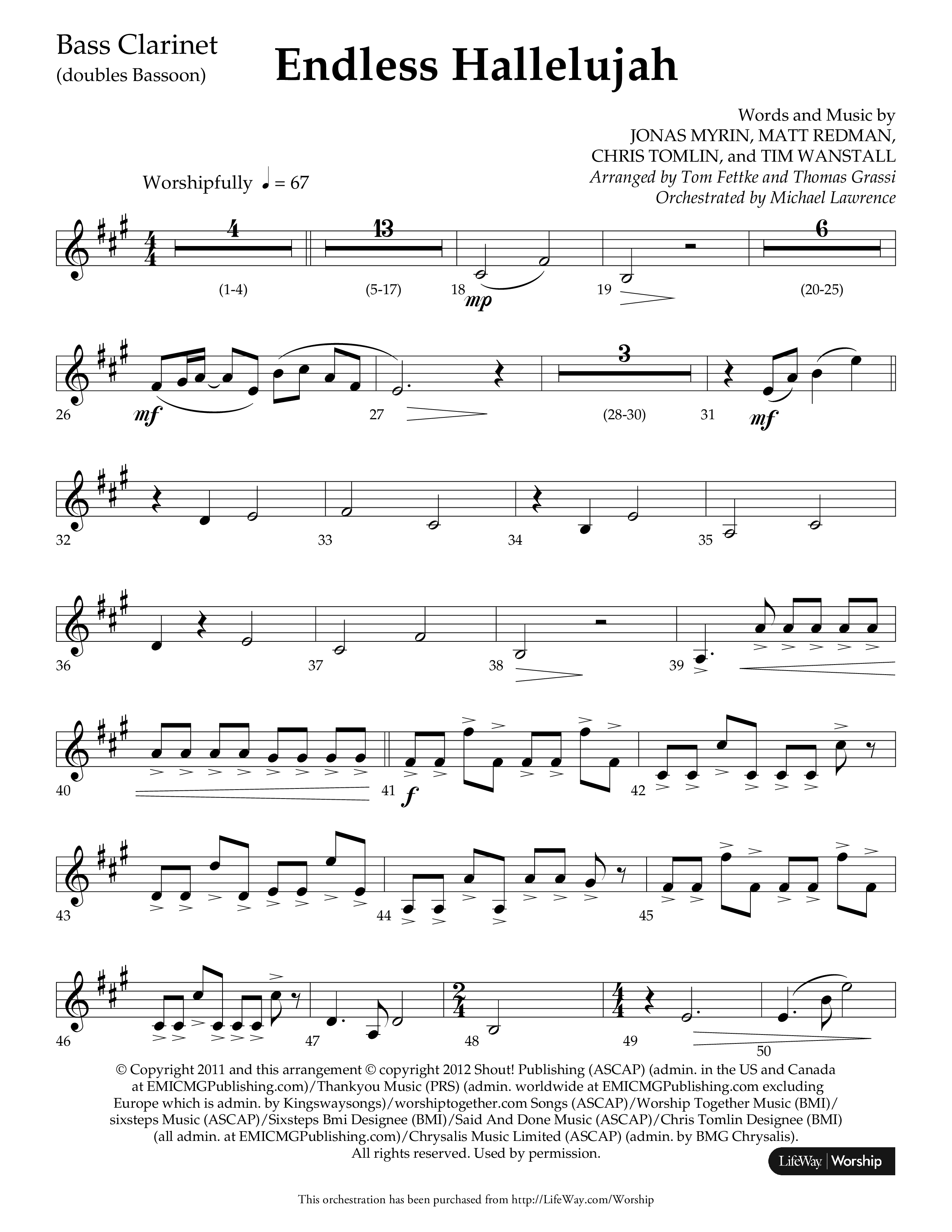 Endless Hallelujah (Choral Anthem SATB) Bass Clarinet (Lifeway Choral / Arr. Tom Fettke / Arr. Thomas Grassi / Orch. Michael Lawrence)