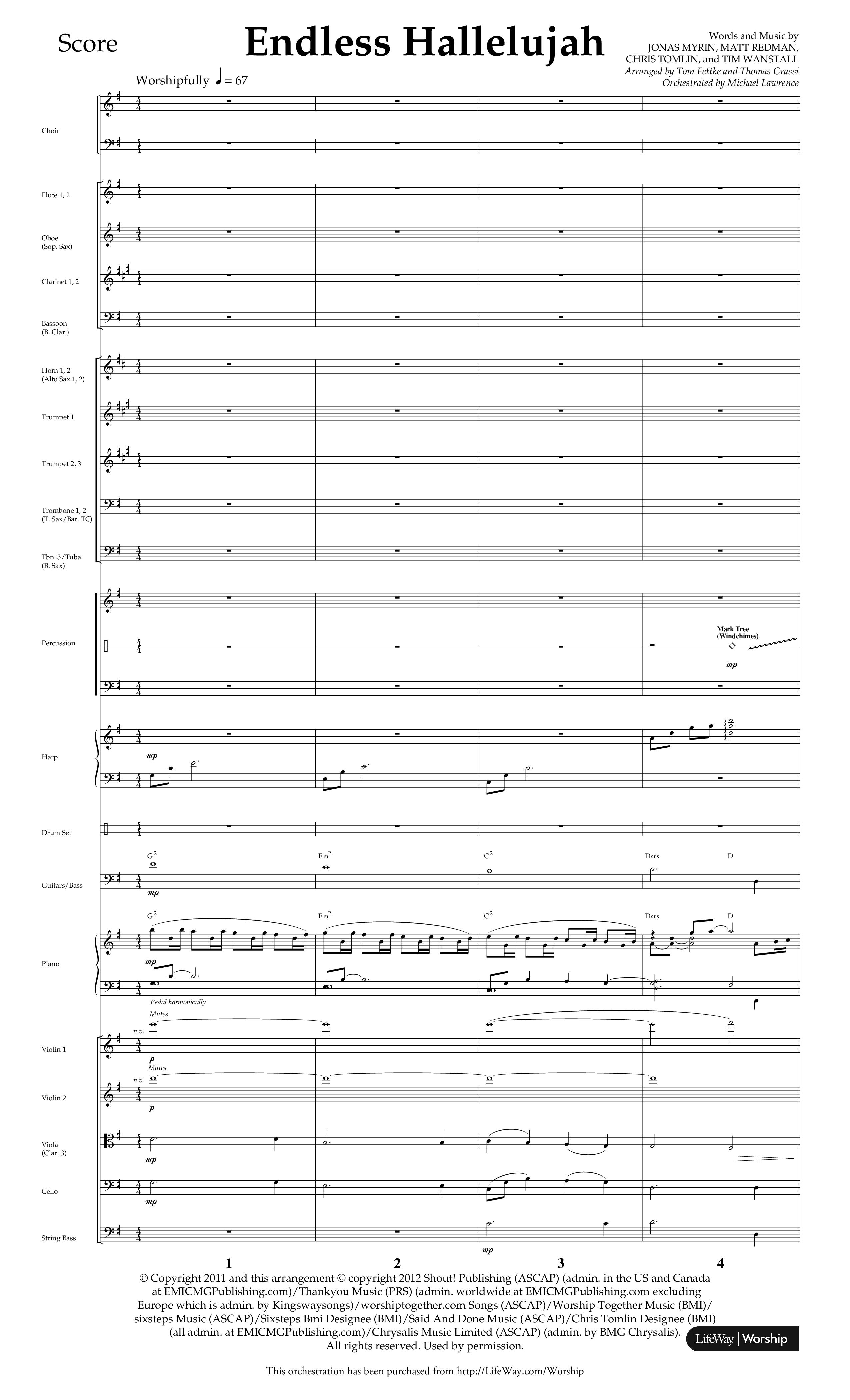Endless Hallelujah (Choral Anthem SATB) Orchestration (Lifeway Choral / Arr. Tom Fettke / Arr. Thomas Grassi / Orch. Michael Lawrence)