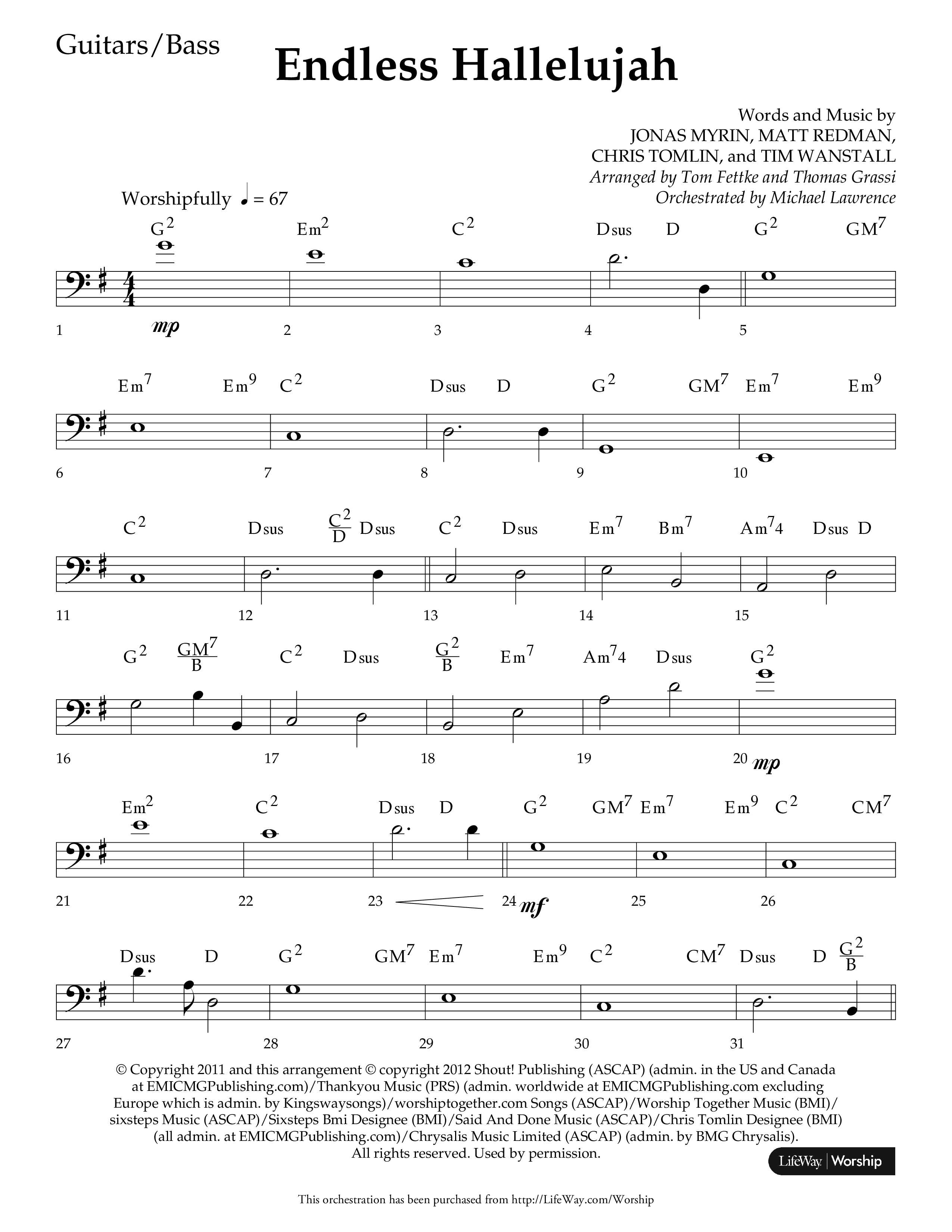 Endless Hallelujah (Choral Anthem SATB) Guitar (Lifeway Choral / Arr. Tom Fettke / Arr. Thomas Grassi / Orch. Michael Lawrence)