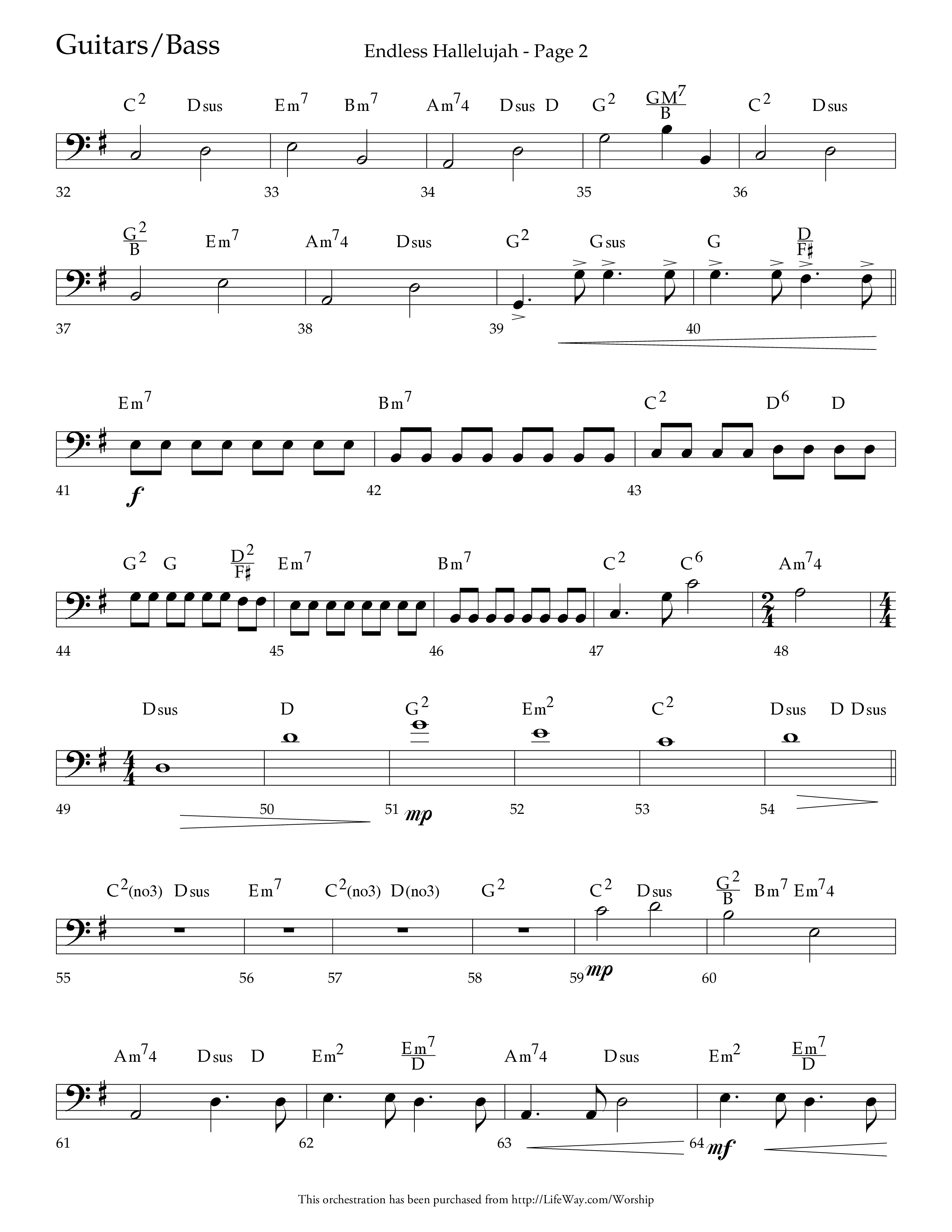 Endless Hallelujah (Choral Anthem SATB) Guitar (Lifeway Choral / Arr. Tom Fettke / Arr. Thomas Grassi / Orch. Michael Lawrence)