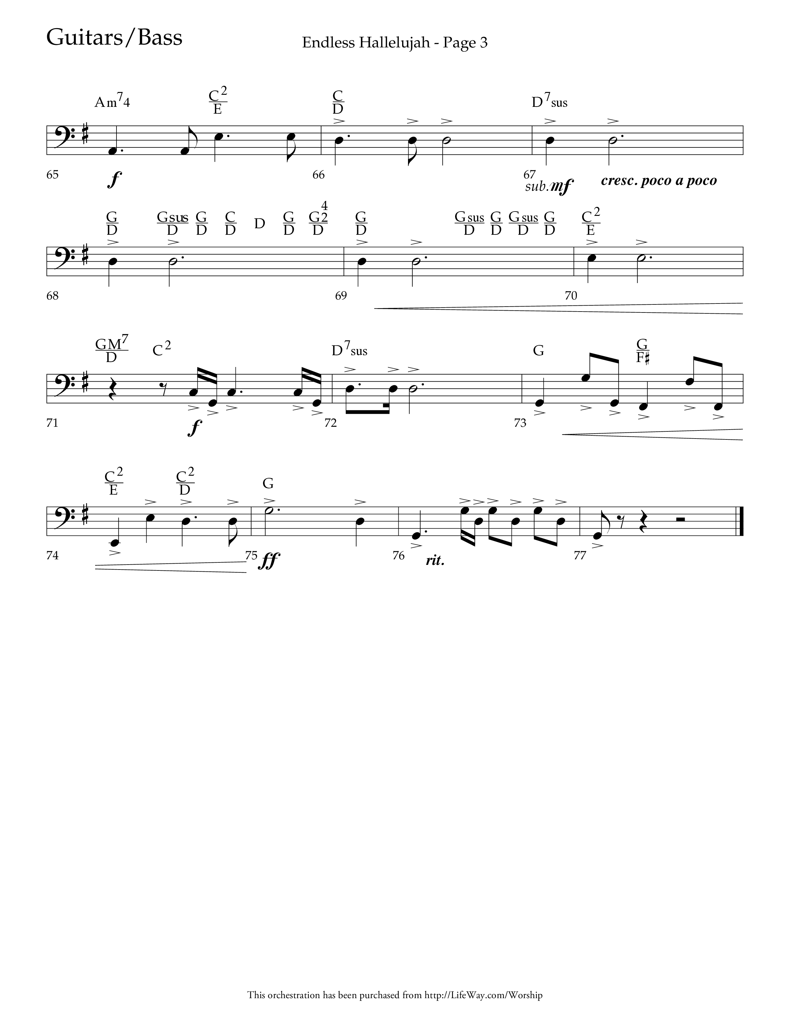 Endless Hallelujah (Choral Anthem SATB) Guitar (Lifeway Choral / Arr. Tom Fettke / Arr. Thomas Grassi / Orch. Michael Lawrence)
