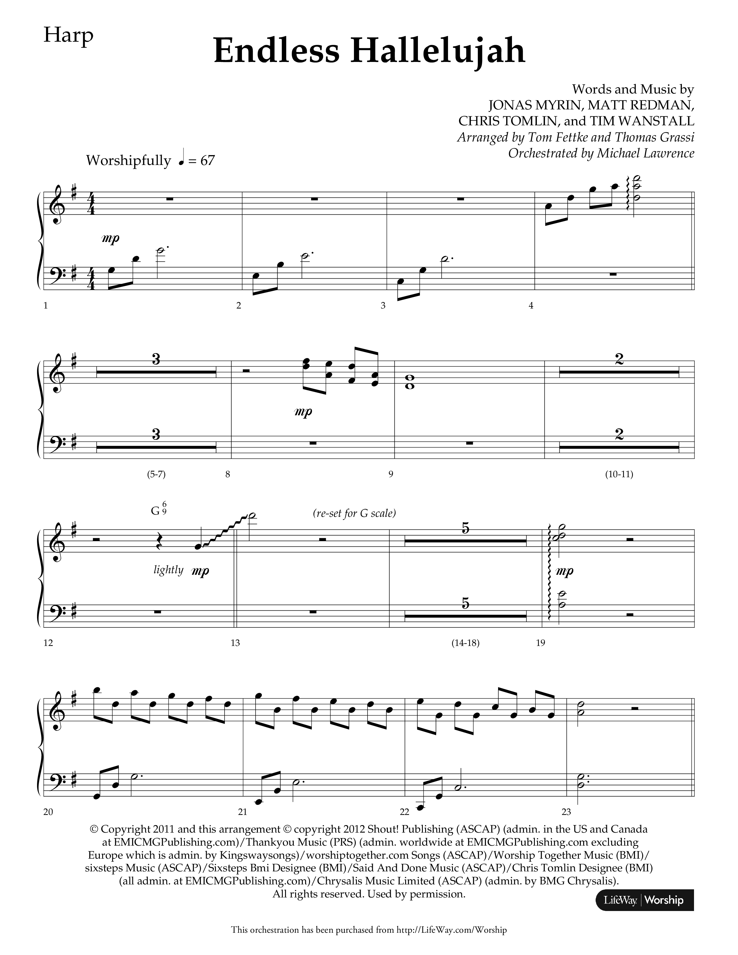 Endless Hallelujah (Choral Anthem SATB) Harp (Lifeway Choral / Arr. Tom Fettke / Arr. Thomas Grassi / Orch. Michael Lawrence)