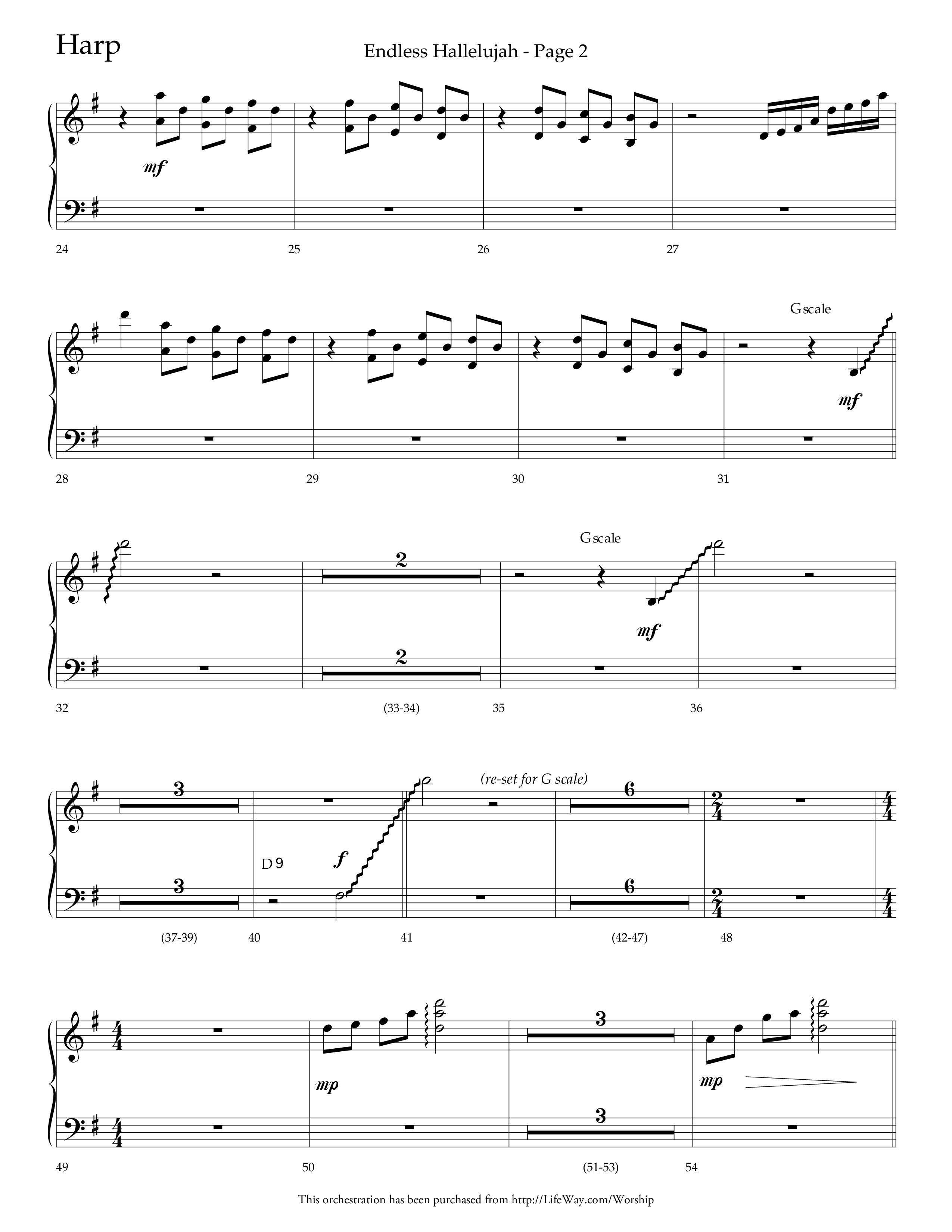 Endless Hallelujah (Choral Anthem SATB) Harp (Lifeway Choral / Arr. Tom Fettke / Arr. Thomas Grassi / Orch. Michael Lawrence)