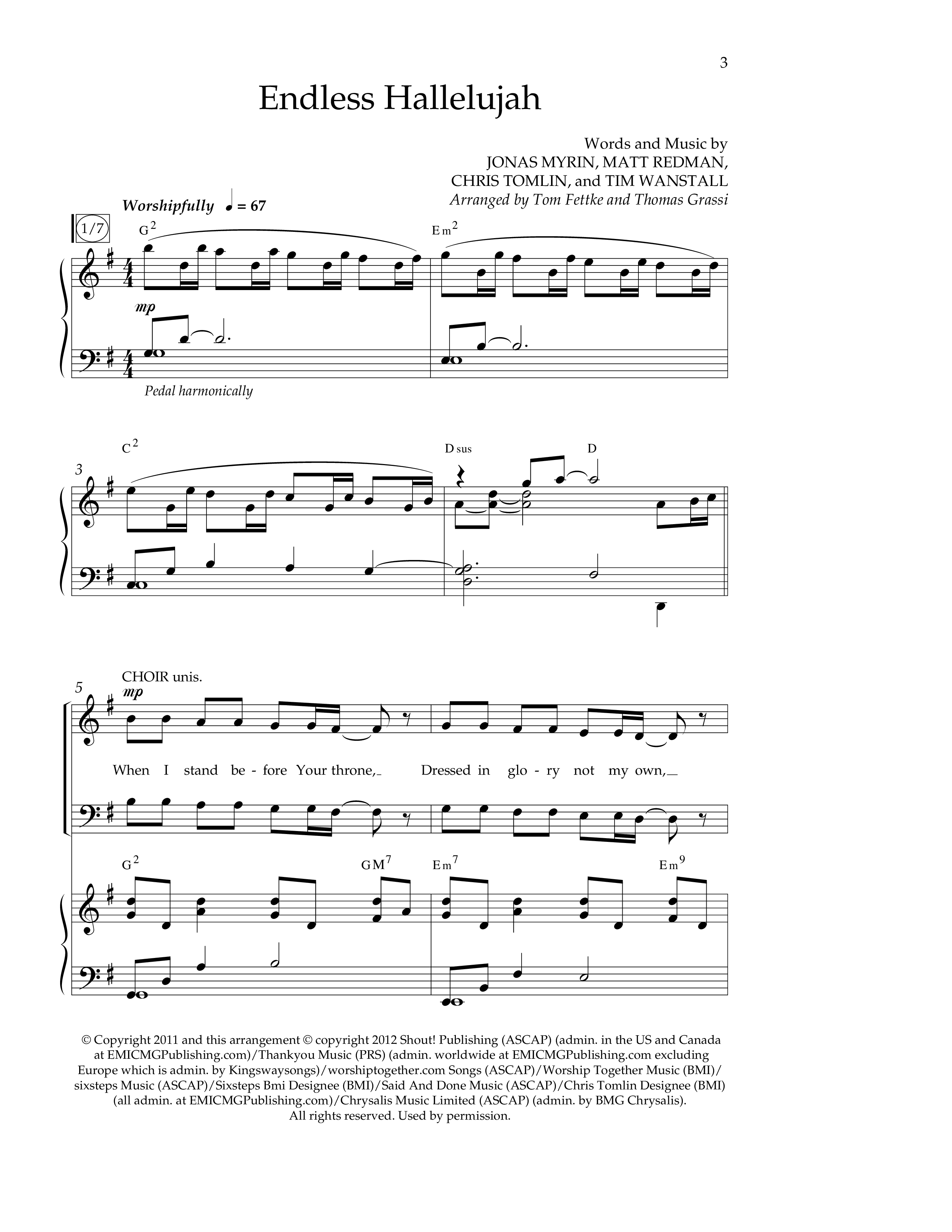 Endless Hallelujah (Choral Anthem SATB) Anthem (SATB/Piano) (Lifeway Choral / Arr. Tom Fettke / Arr. Thomas Grassi / Orch. Michael Lawrence)