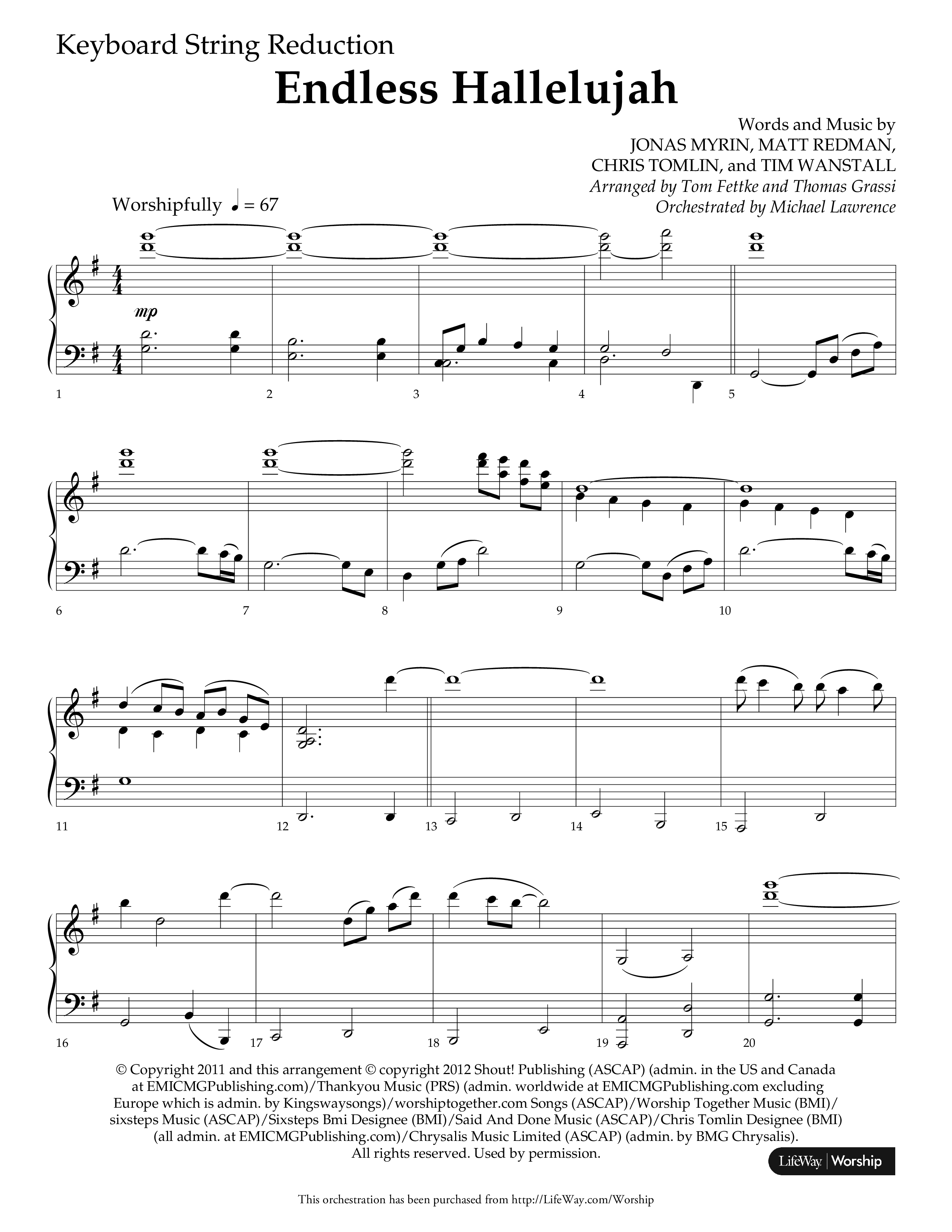 Endless Hallelujah (Choral Anthem SATB) String Reduction (Lifeway Choral / Arr. Tom Fettke / Arr. Thomas Grassi / Orch. Michael Lawrence)