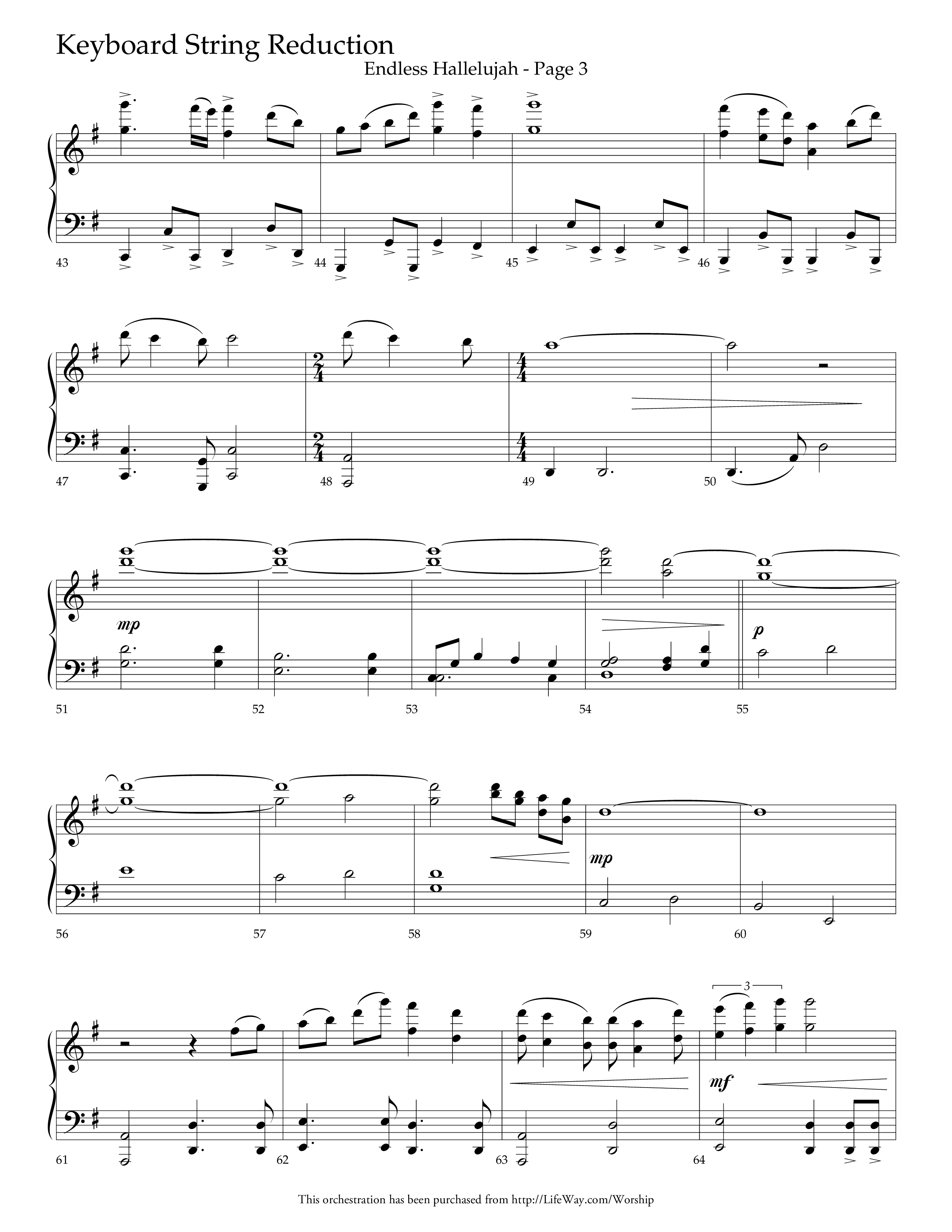 Endless Hallelujah (Choral Anthem SATB) String Reduction (Lifeway Choral / Arr. Tom Fettke / Arr. Thomas Grassi / Orch. Michael Lawrence)