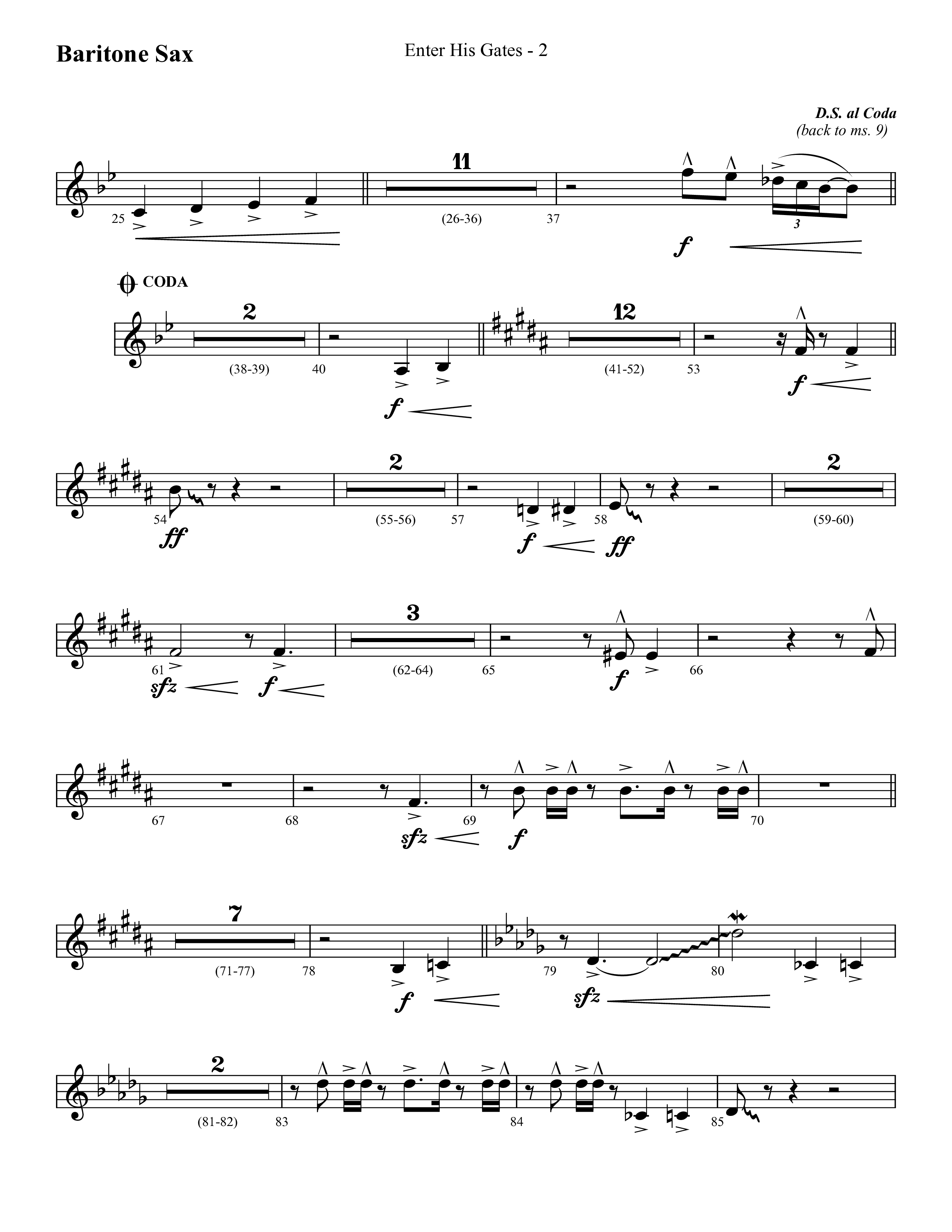 Enter His Gates (Choral Anthem SATB) Bari Sax (Lifeway Choral / Arr. Cliff Duren)