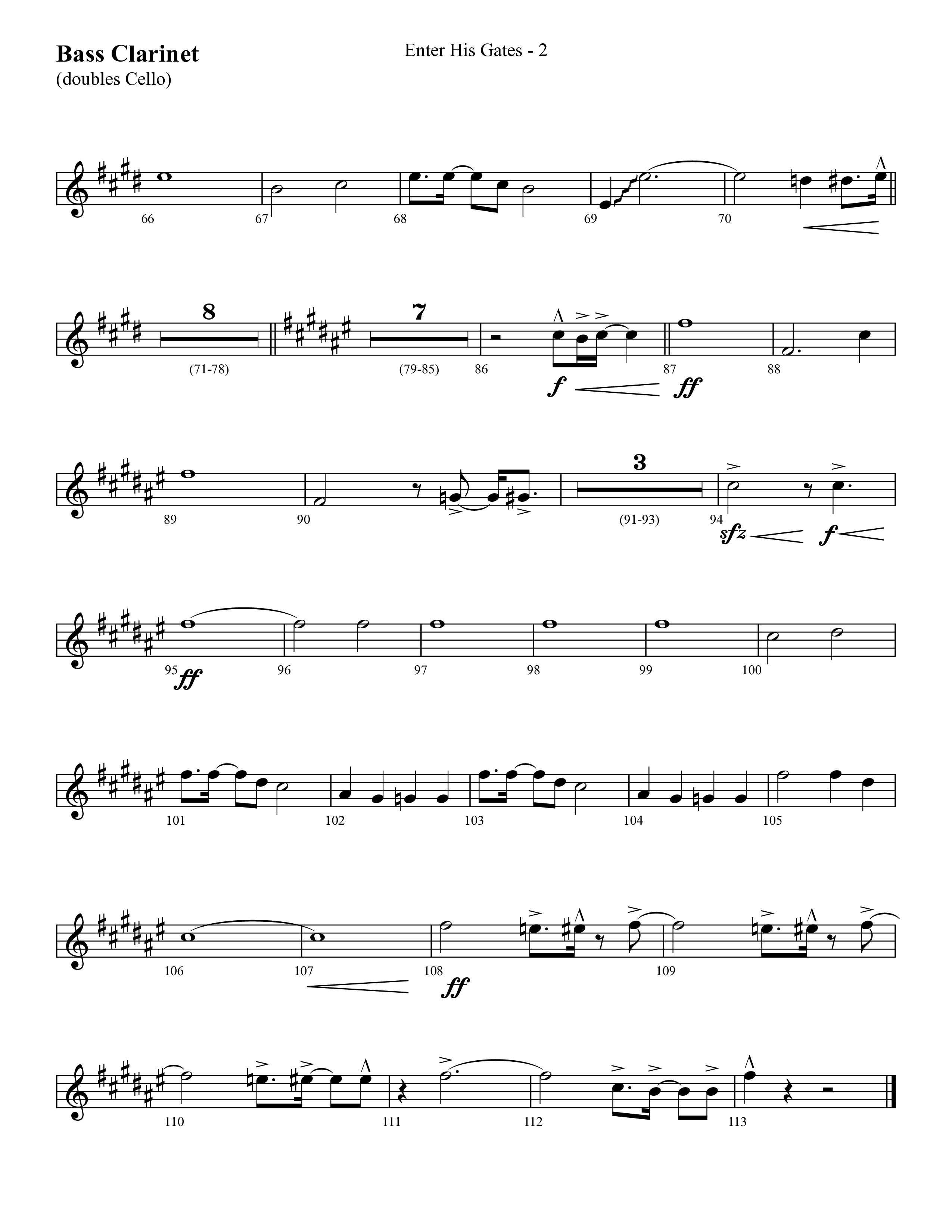 Enter His Gates (Choral Anthem SATB) Bass Clarinet (Lifeway Choral / Arr. Cliff Duren)