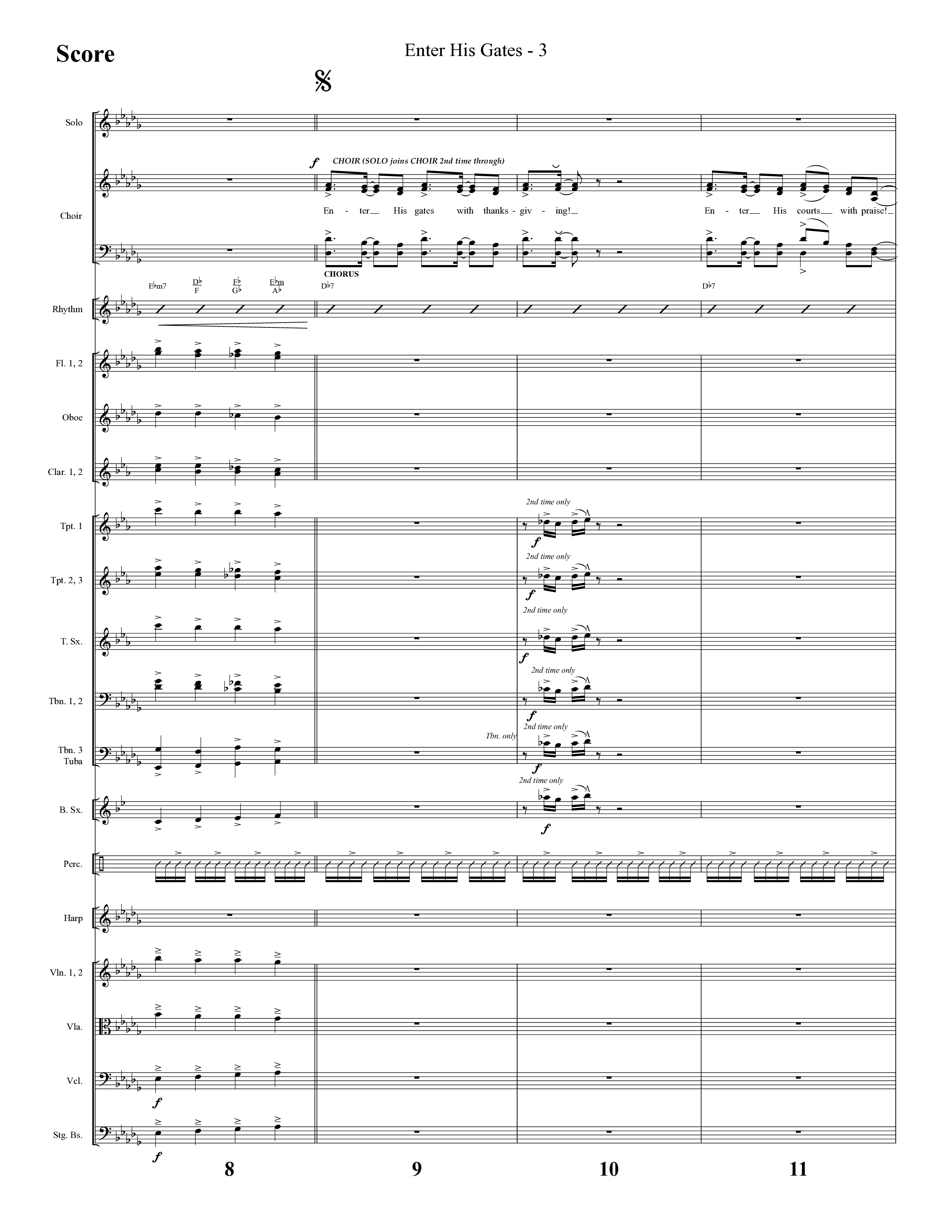 Enter His Gates (Choral Anthem SATB) Conductor's Score (Lifeway Choral / Arr. Cliff Duren)