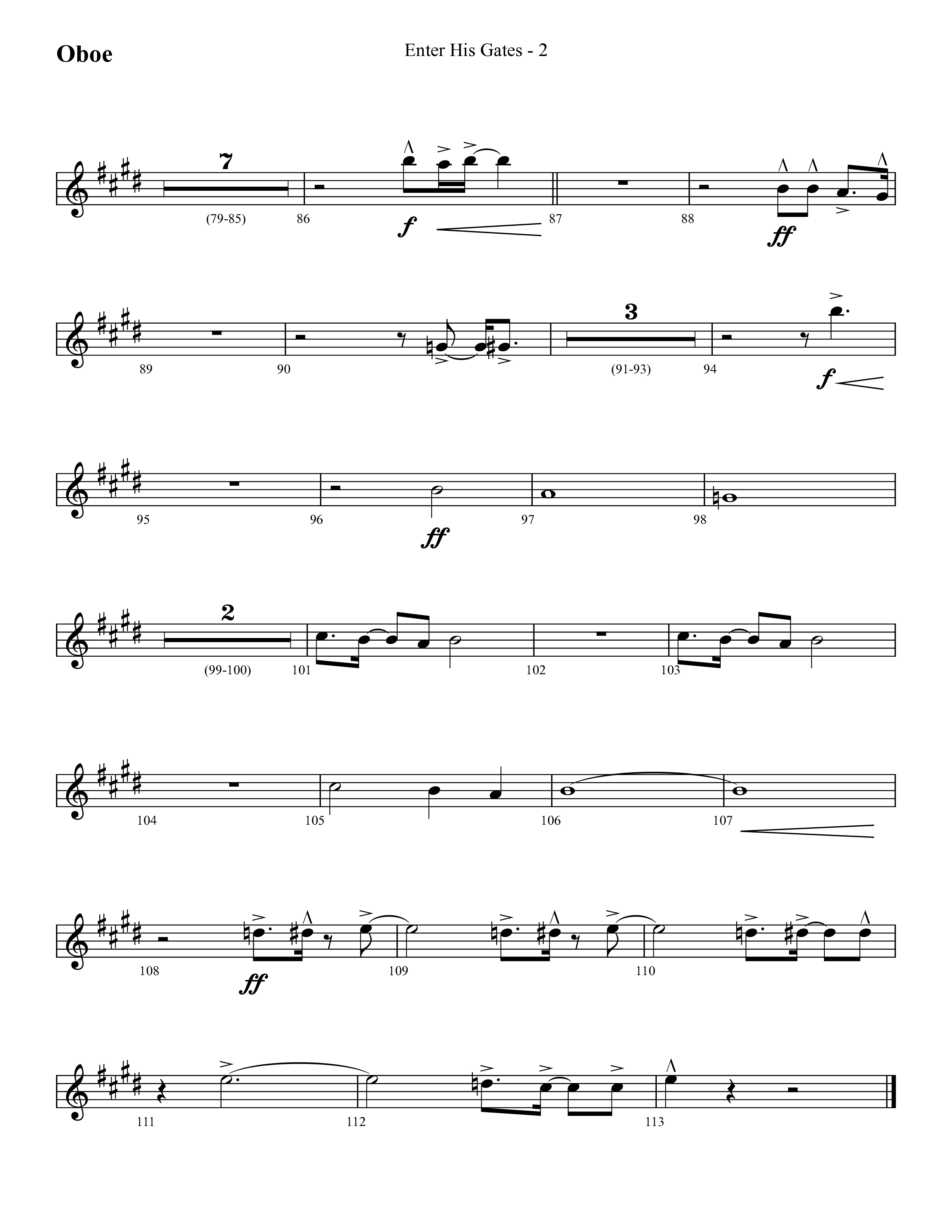 Enter His Gates (Choral Anthem SATB) Oboe (Lifeway Choral / Arr. Cliff Duren)