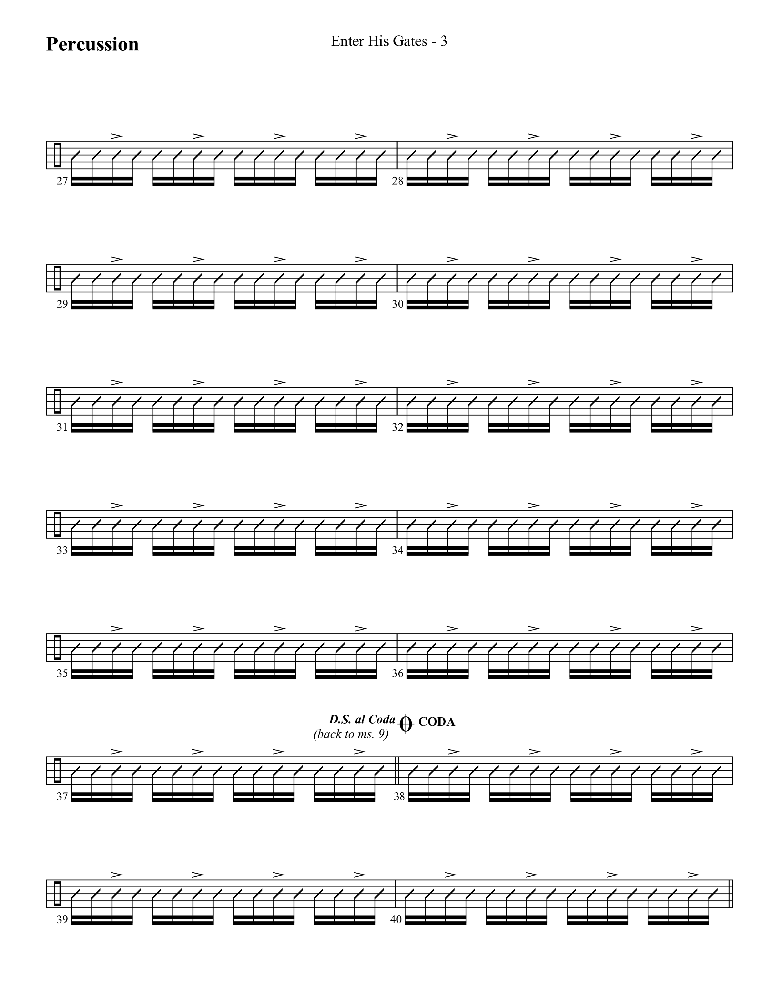 Enter His Gates (Choral Anthem SATB) Percussion (Lifeway Choral / Arr. Cliff Duren)