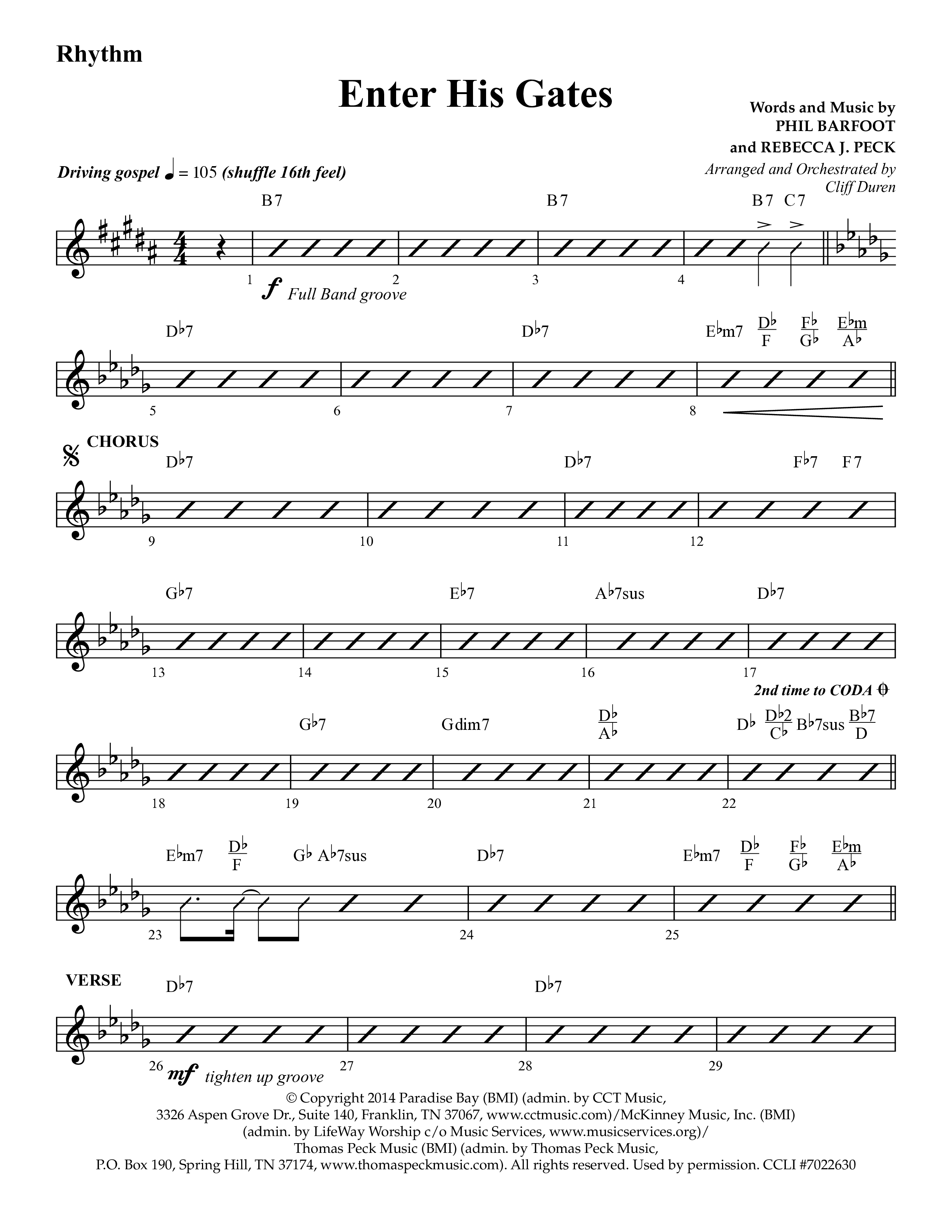 Enter His Gates (Choral Anthem SATB) Lead Melody & Rhythm (Lifeway Choral / Arr. Cliff Duren)