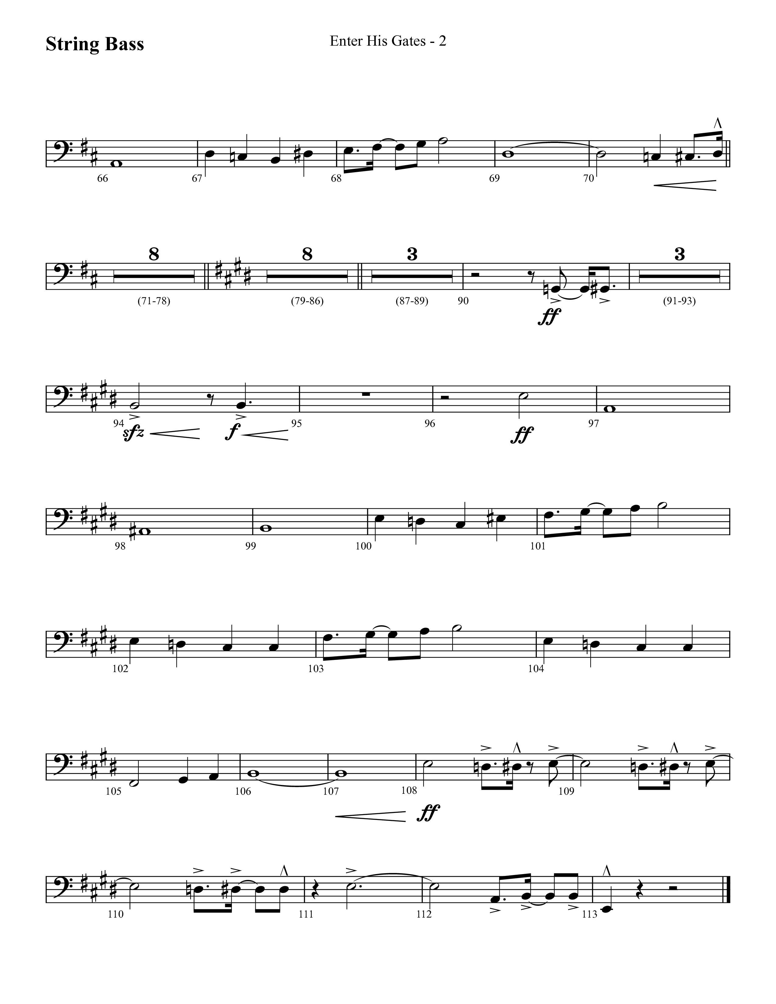 Enter His Gates (Choral Anthem SATB) String Bass (Lifeway Choral / Arr. Cliff Duren)