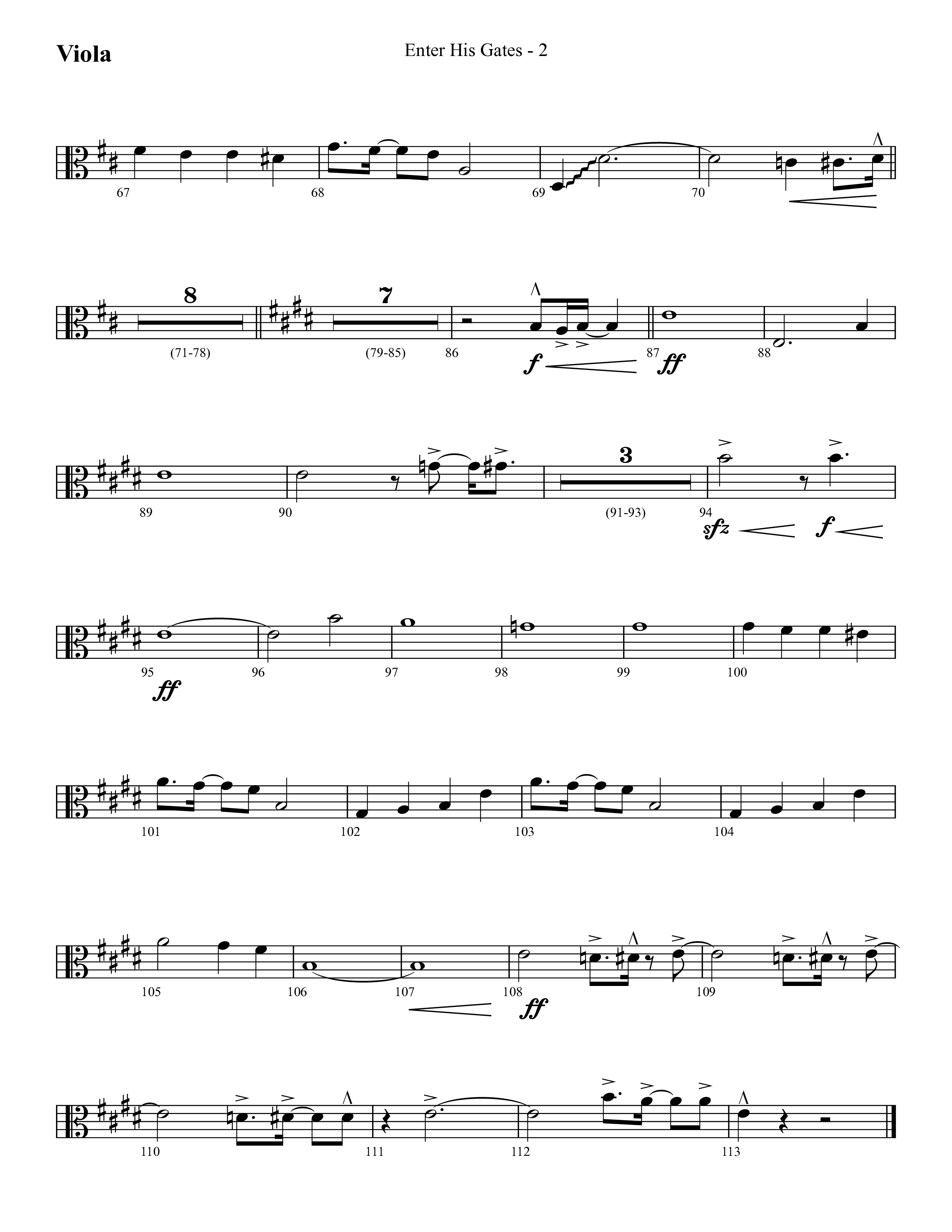 Enter His Gates (Choral Anthem SATB) Viola (Lifeway Choral / Arr. Cliff Duren)