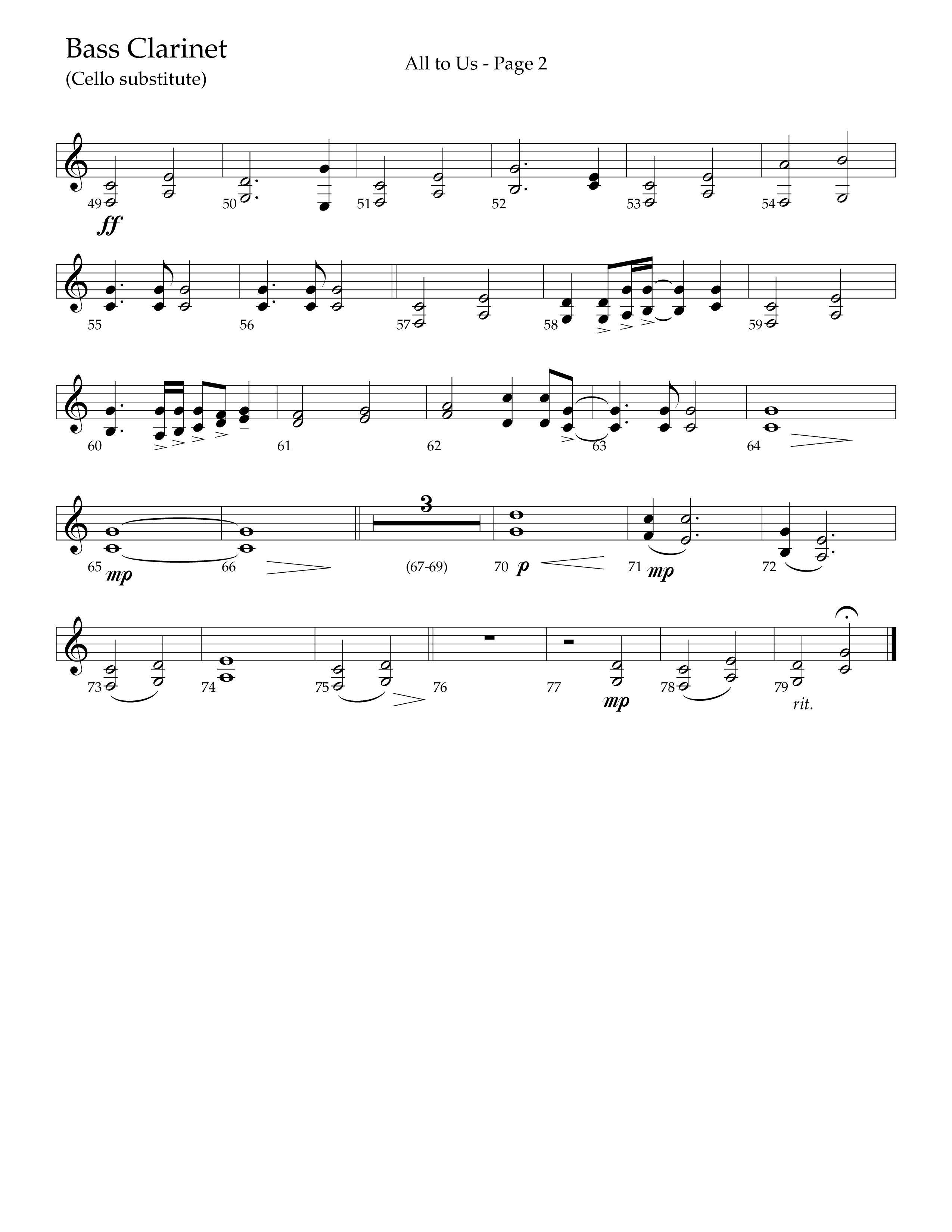 All To Us (Choral Anthem SATB) Bass Clarinet (Lifeway Choral / Arr. Russell Mauldin)