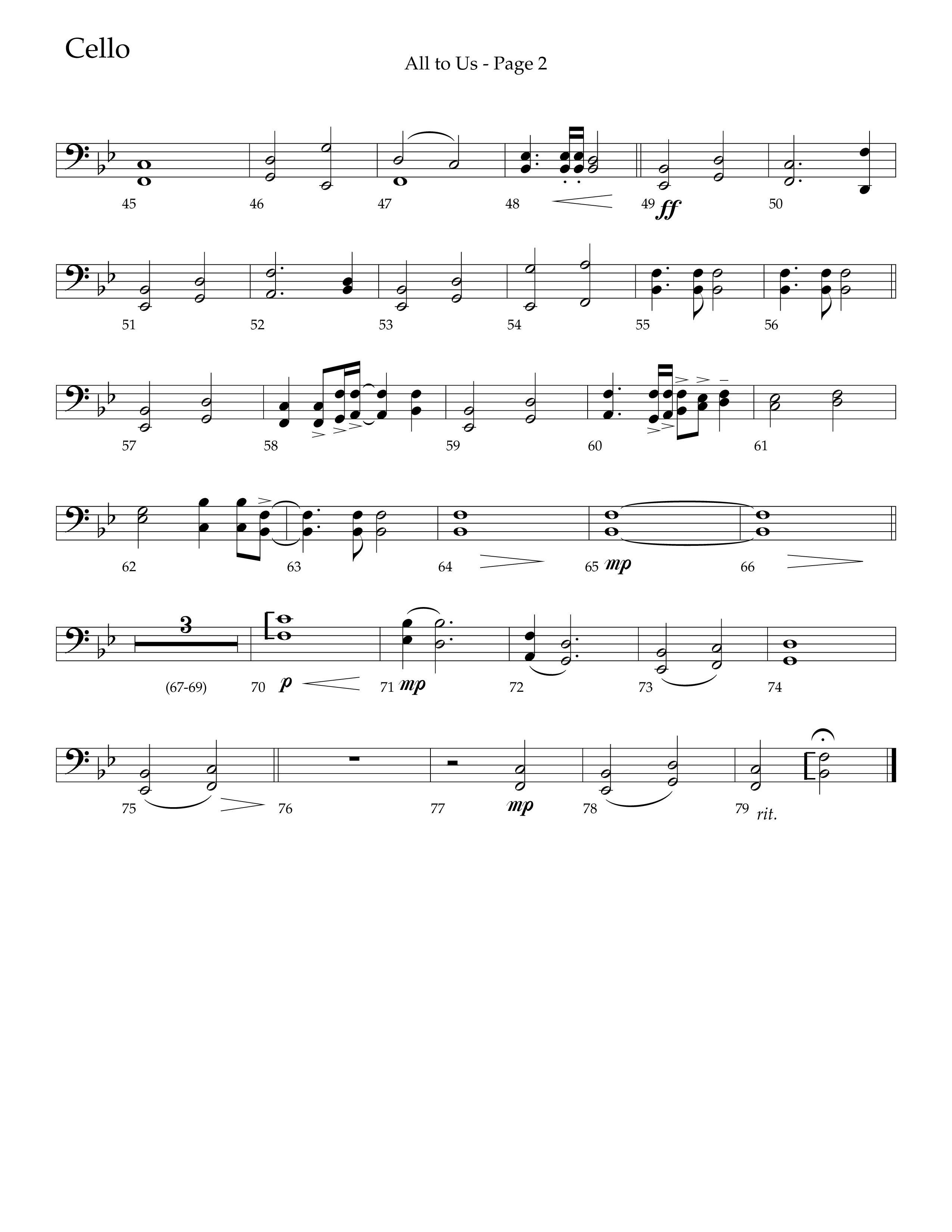 All To Us (Choral Anthem SATB) Cello (Lifeway Choral / Arr. Russell Mauldin)