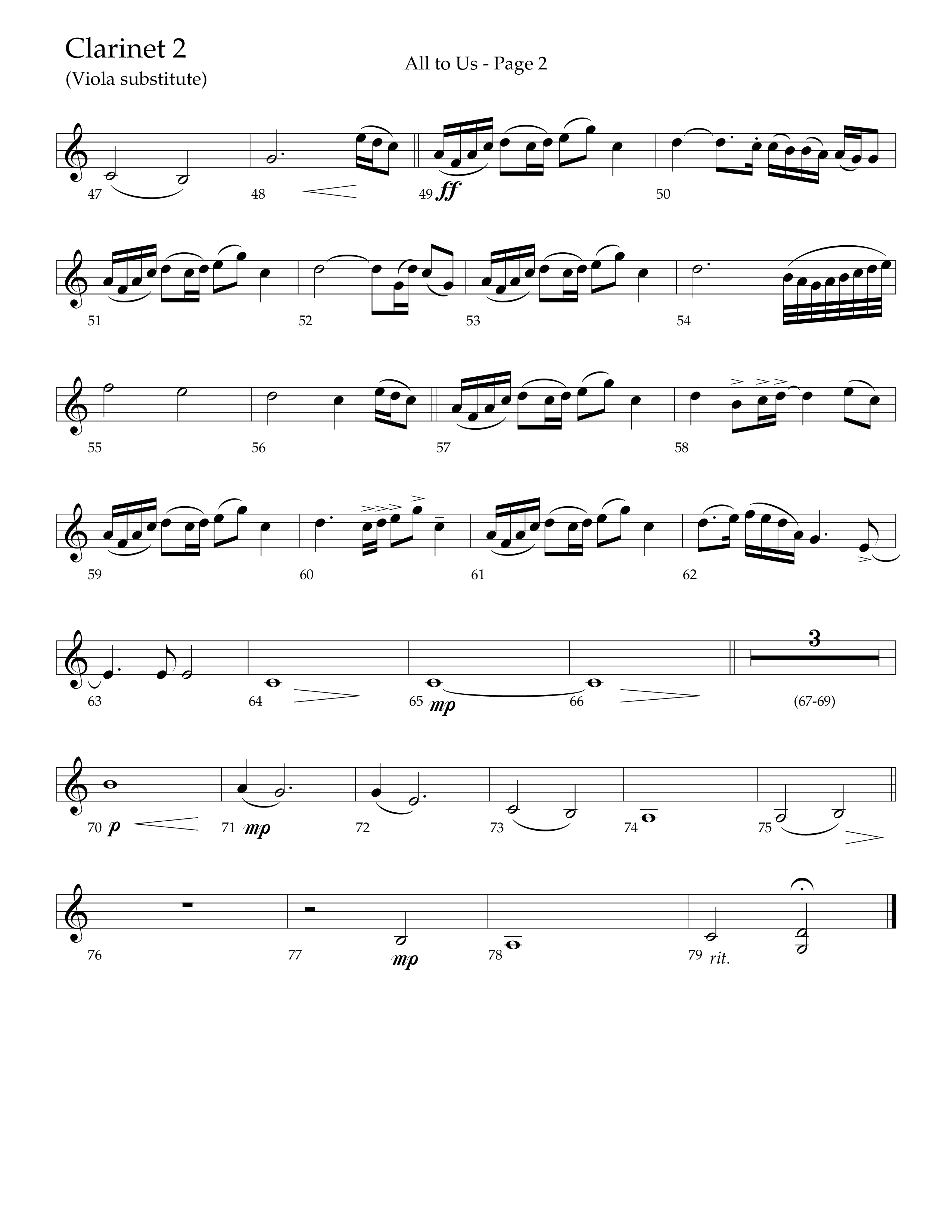 All To Us (Choral Anthem SATB) Clarinet 1/2 (Lifeway Choral / Arr. Russell Mauldin)