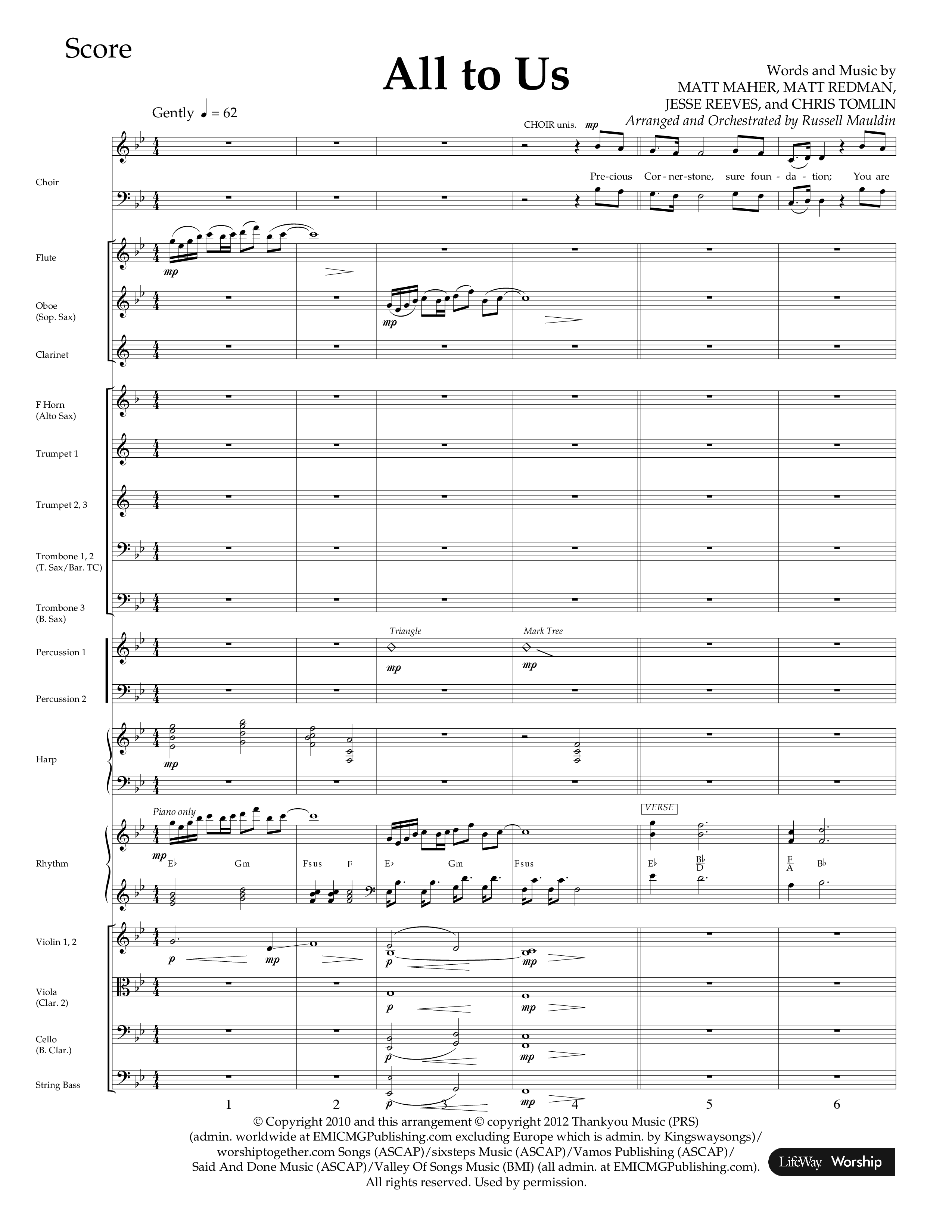All To Us (Choral Anthem SATB) Conductor's Score (Lifeway Choral / Arr. Russell Mauldin)