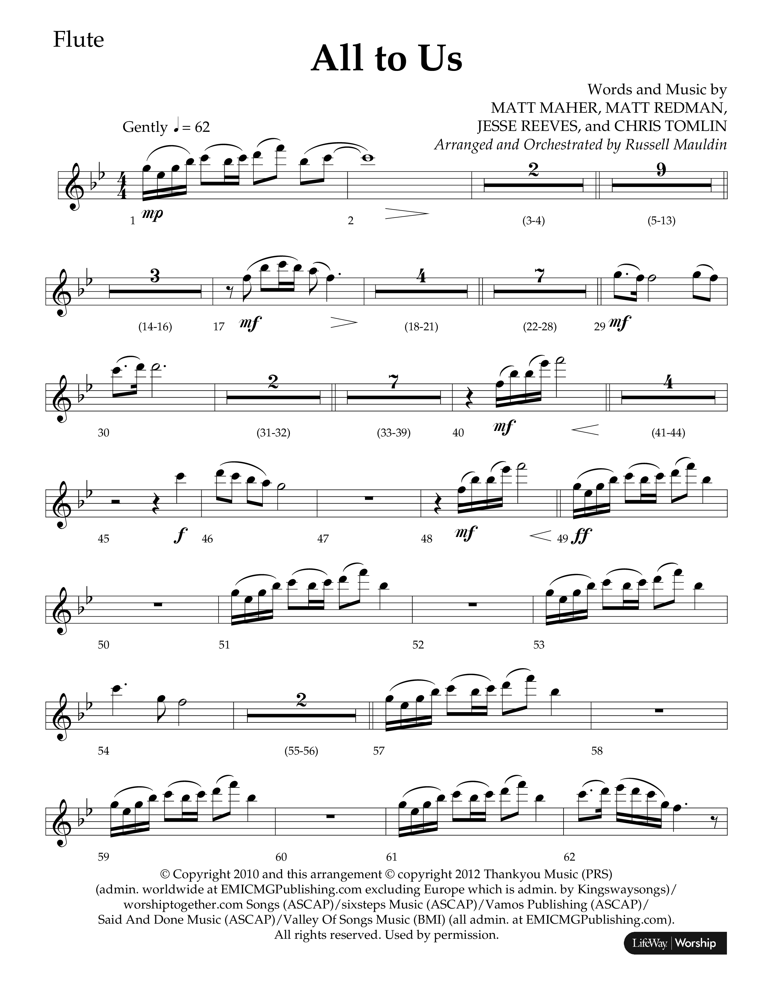 All To Us (Choral Anthem SATB) Flute (Lifeway Choral / Arr. Russell Mauldin)
