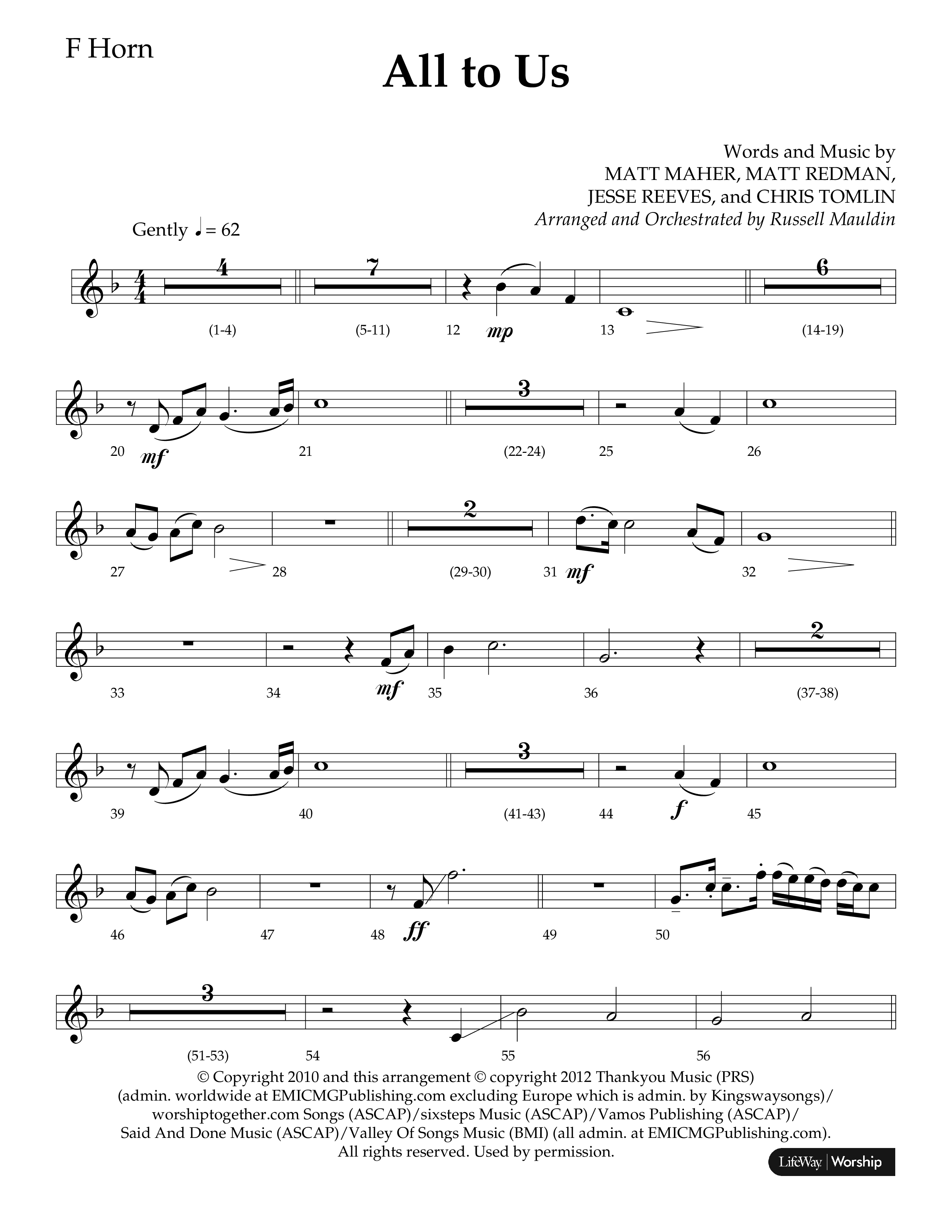 All To Us (Choral Anthem SATB) French Horn (Lifeway Choral / Arr. Russell Mauldin)