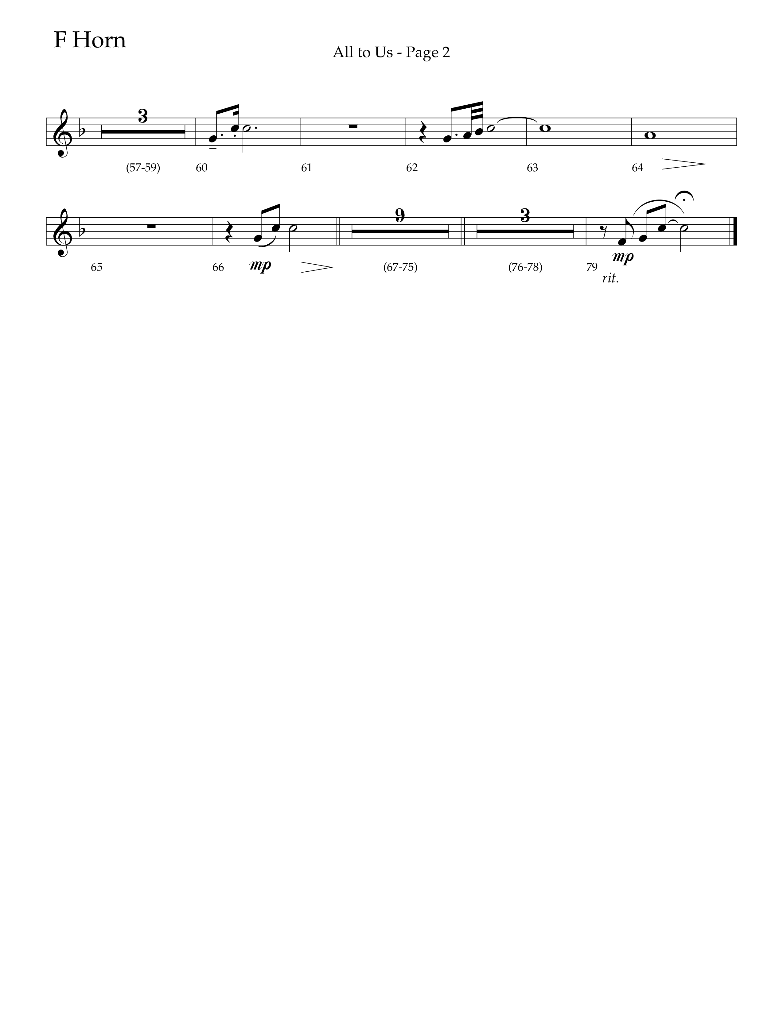 All To Us (Choral Anthem SATB) French Horn (Lifeway Choral / Arr. Russell Mauldin)