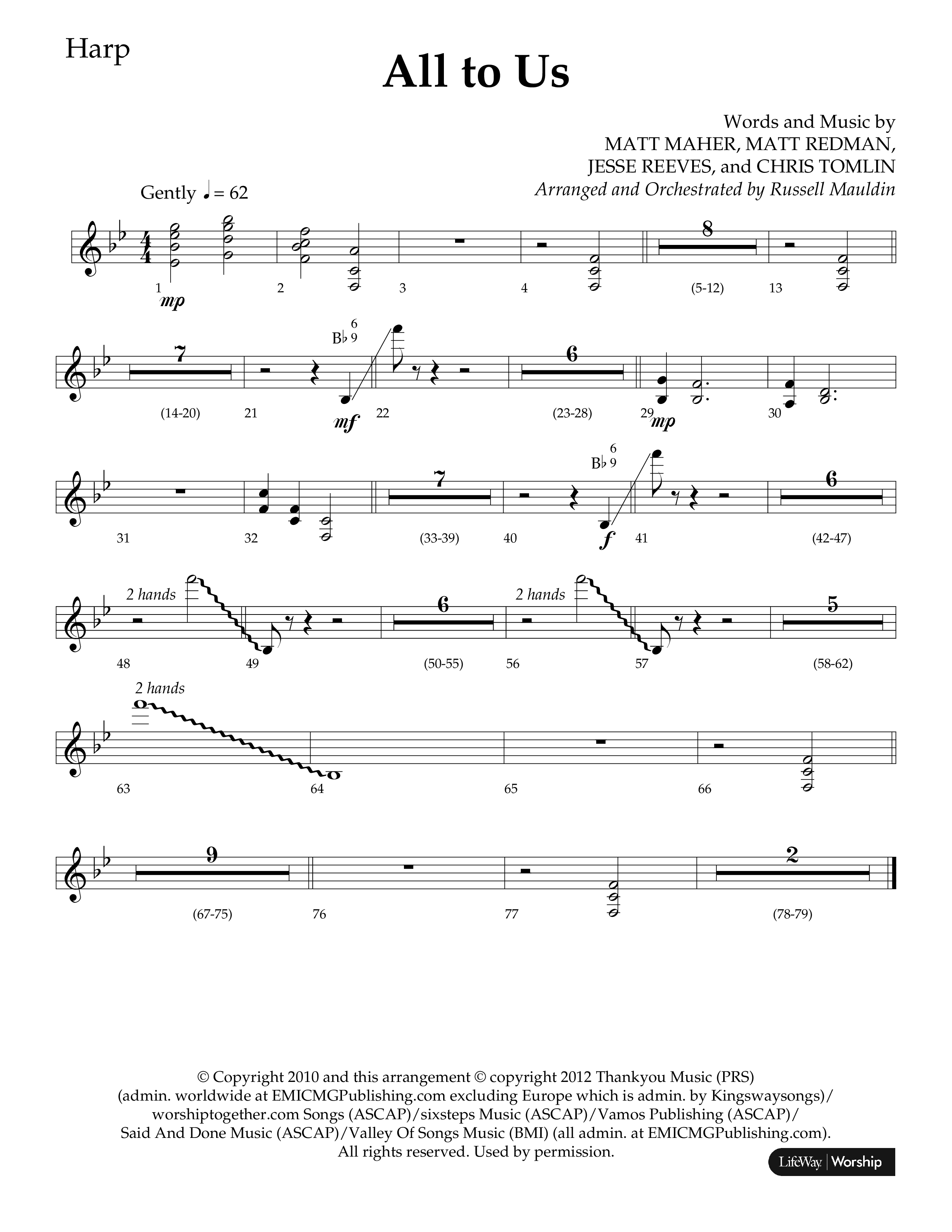 All To Us (Choral Anthem SATB) Harp (Lifeway Choral / Arr. Russell Mauldin)