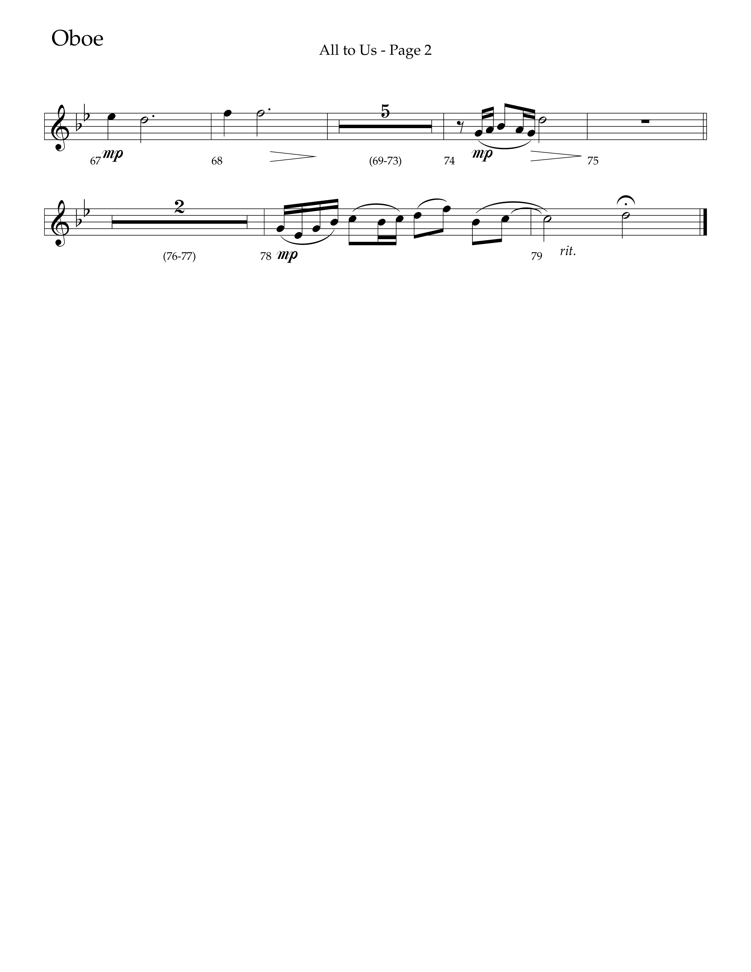 All To Us (Choral Anthem SATB) Oboe (Lifeway Choral / Arr. Russell Mauldin)