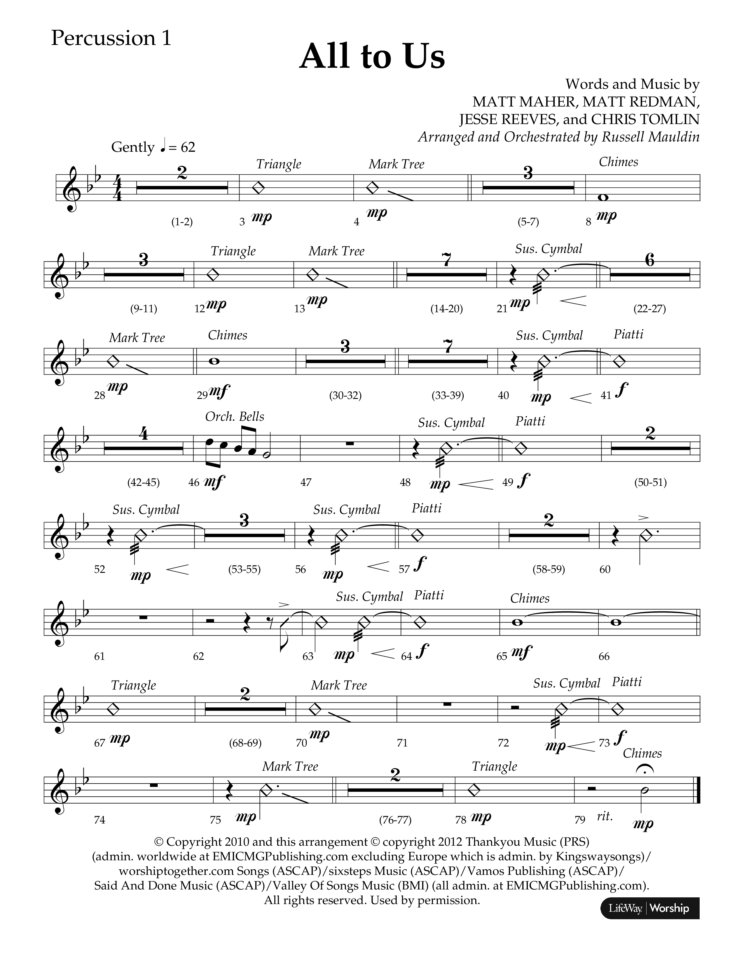 All To Us (Choral Anthem SATB) Percussion 1/2 (Lifeway Choral / Arr. Russell Mauldin)