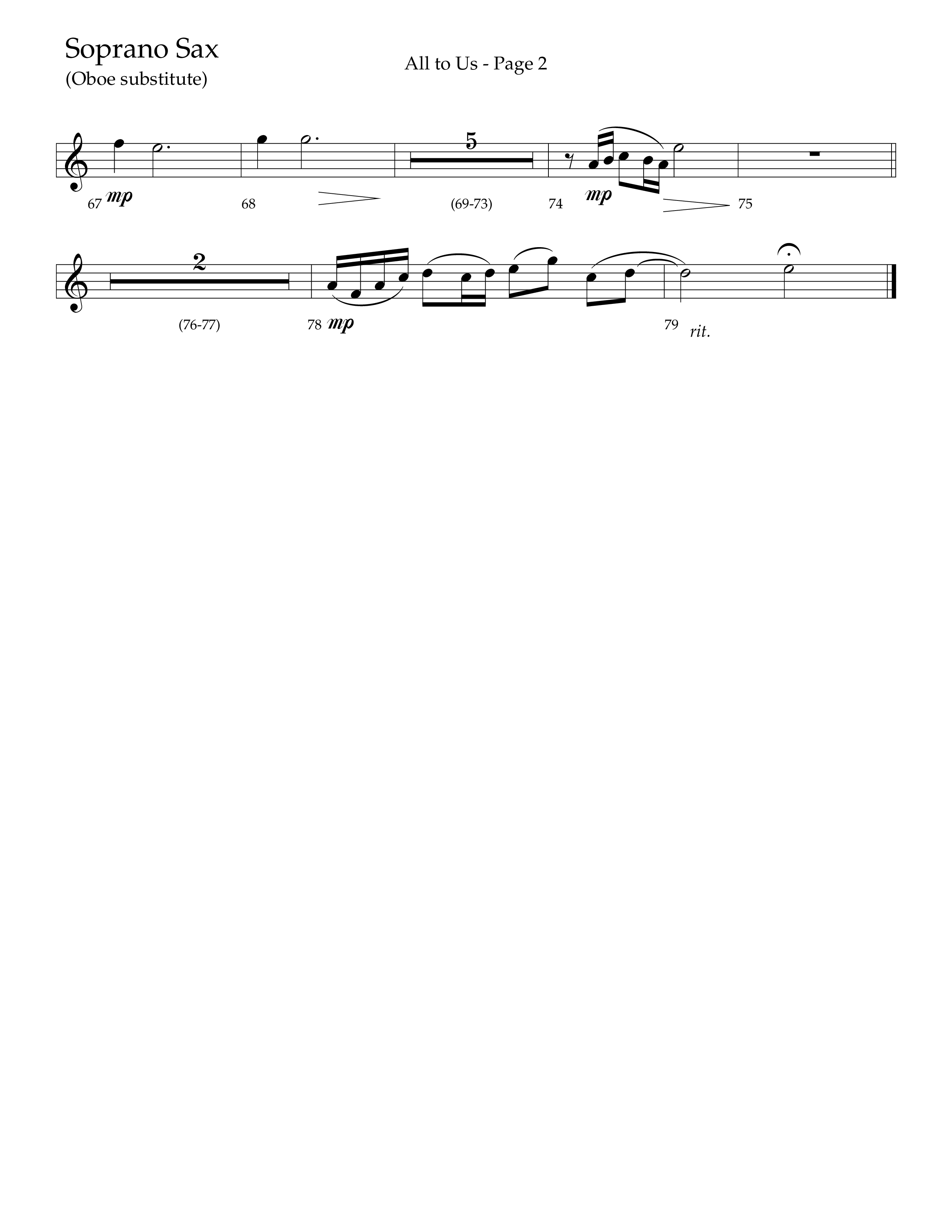 All To Us (Choral Anthem SATB) Soprano Sax (Lifeway Choral / Arr. Russell Mauldin)