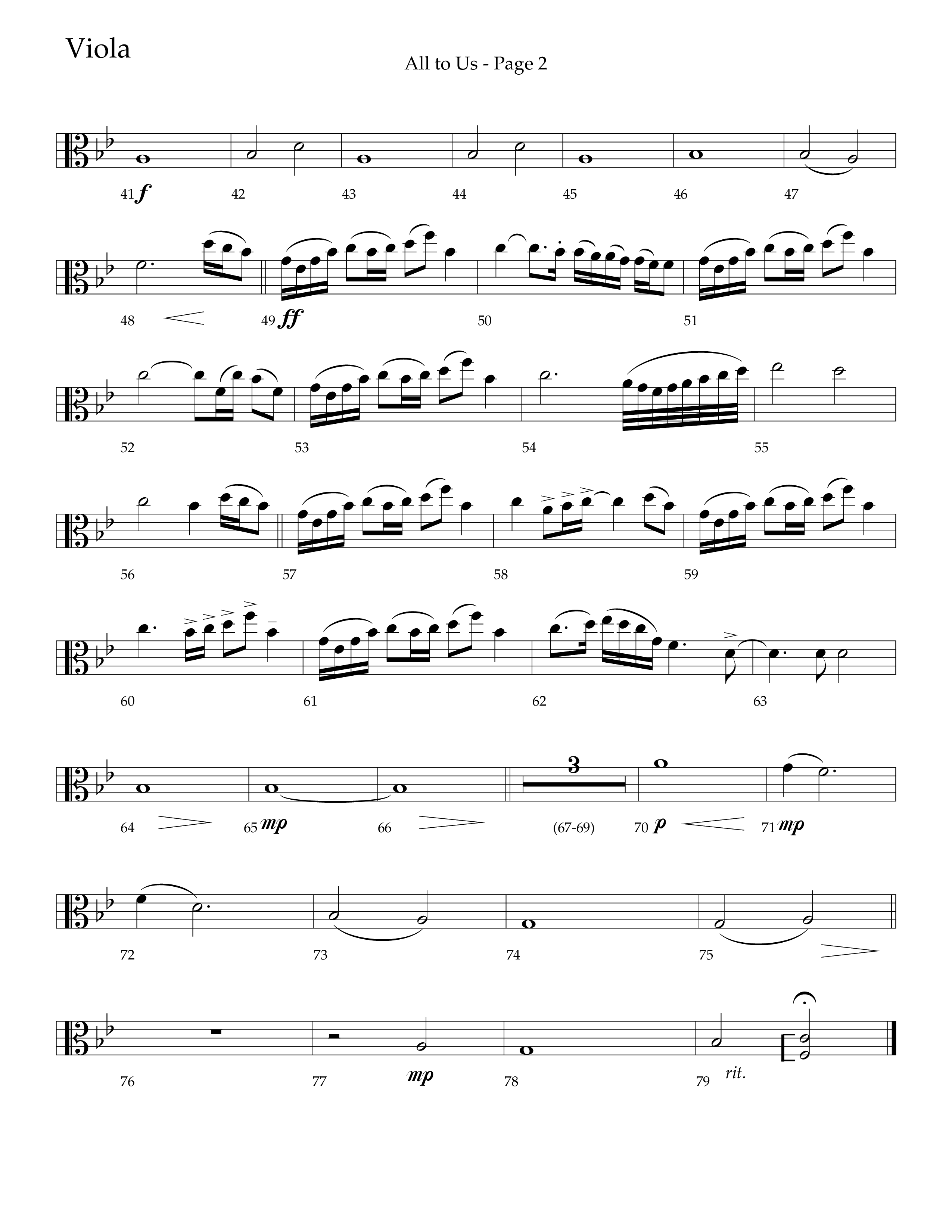 All To Us (Choral Anthem SATB) Viola (Lifeway Choral / Arr. Russell Mauldin)