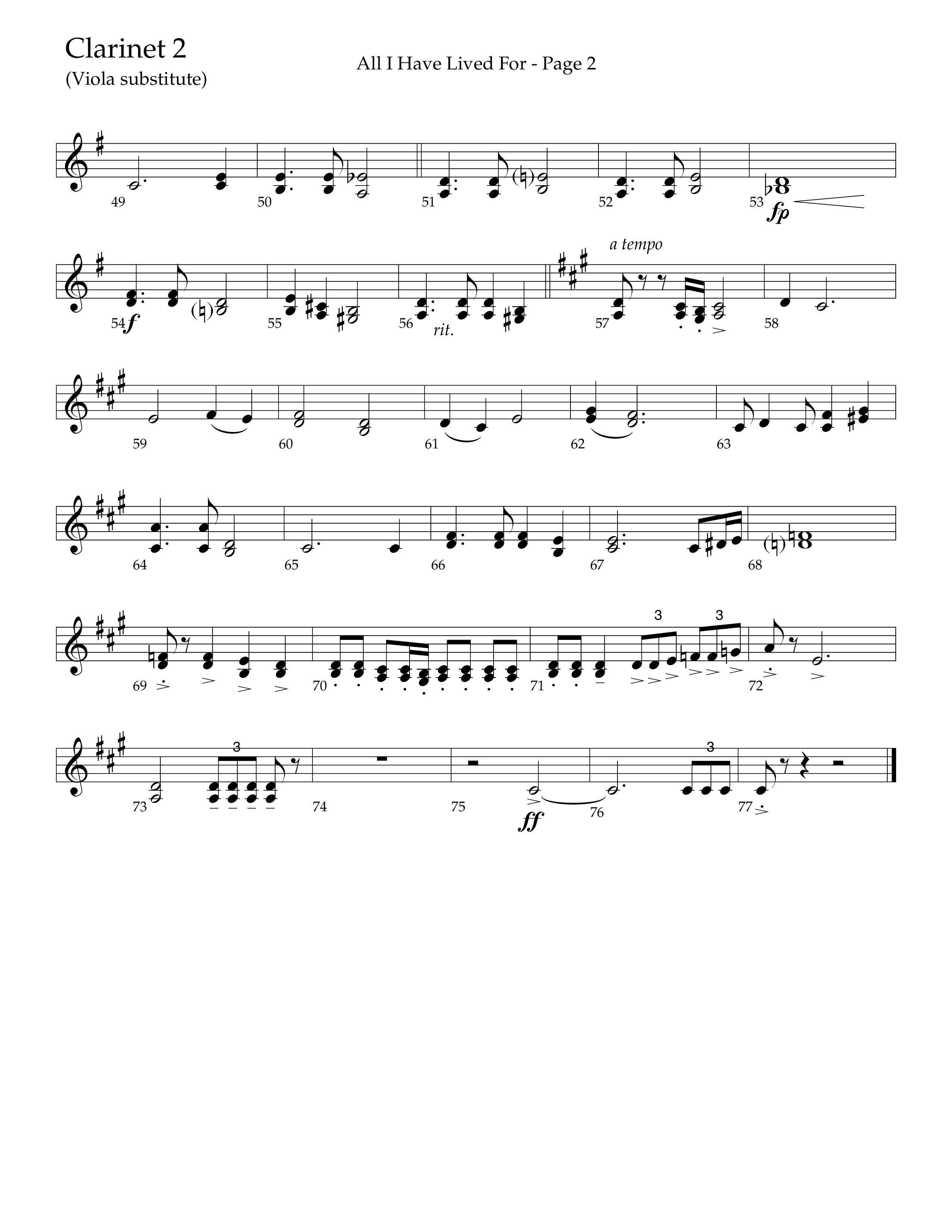 All I Have Lived For (Choral Anthem SATB) Clarinet 1/2 (Lifeway Choral / Arr. Russell Mauldin)