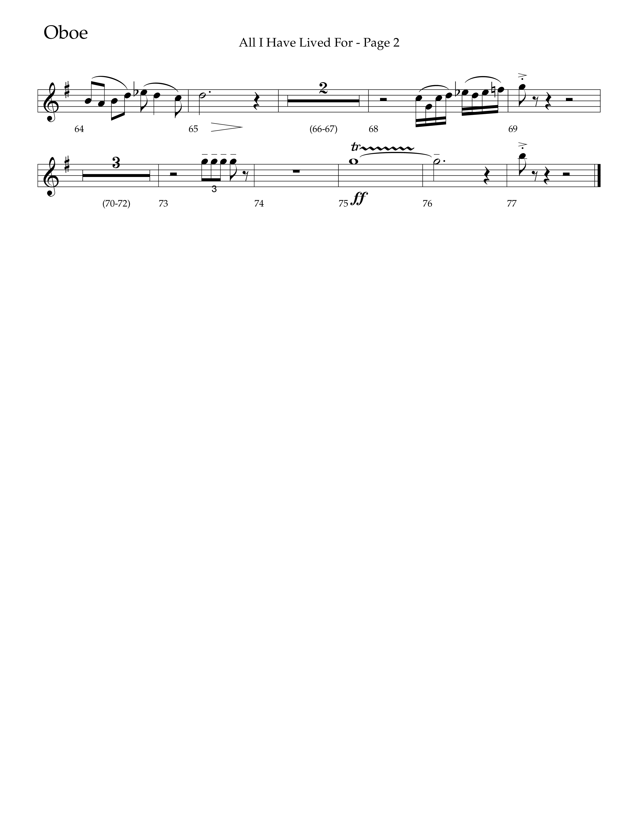 All I Have Lived For (Choral Anthem SATB) Oboe (Lifeway Choral / Arr. Russell Mauldin)