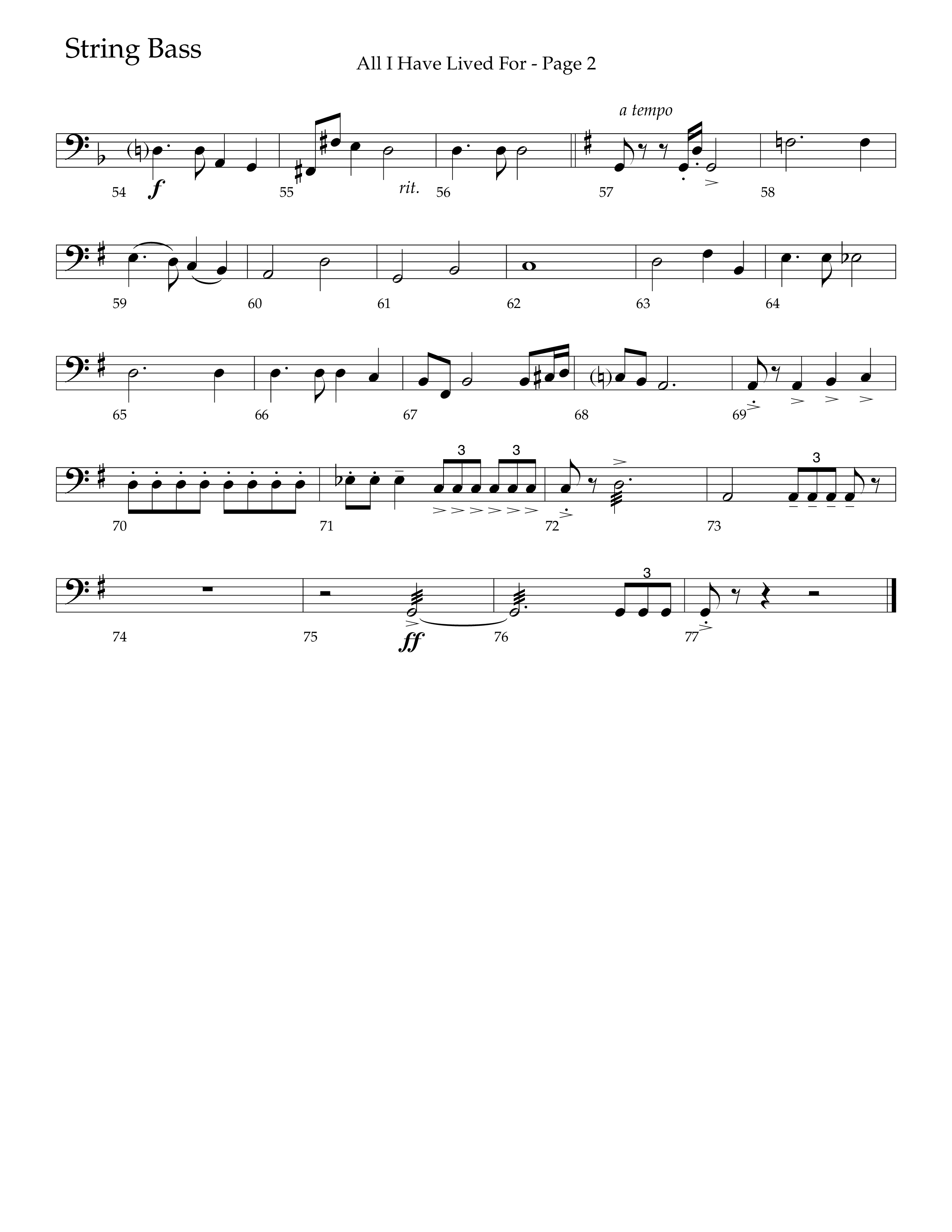 All I Have Lived For (Choral Anthem SATB) String Bass (Lifeway Choral / Arr. Russell Mauldin)
