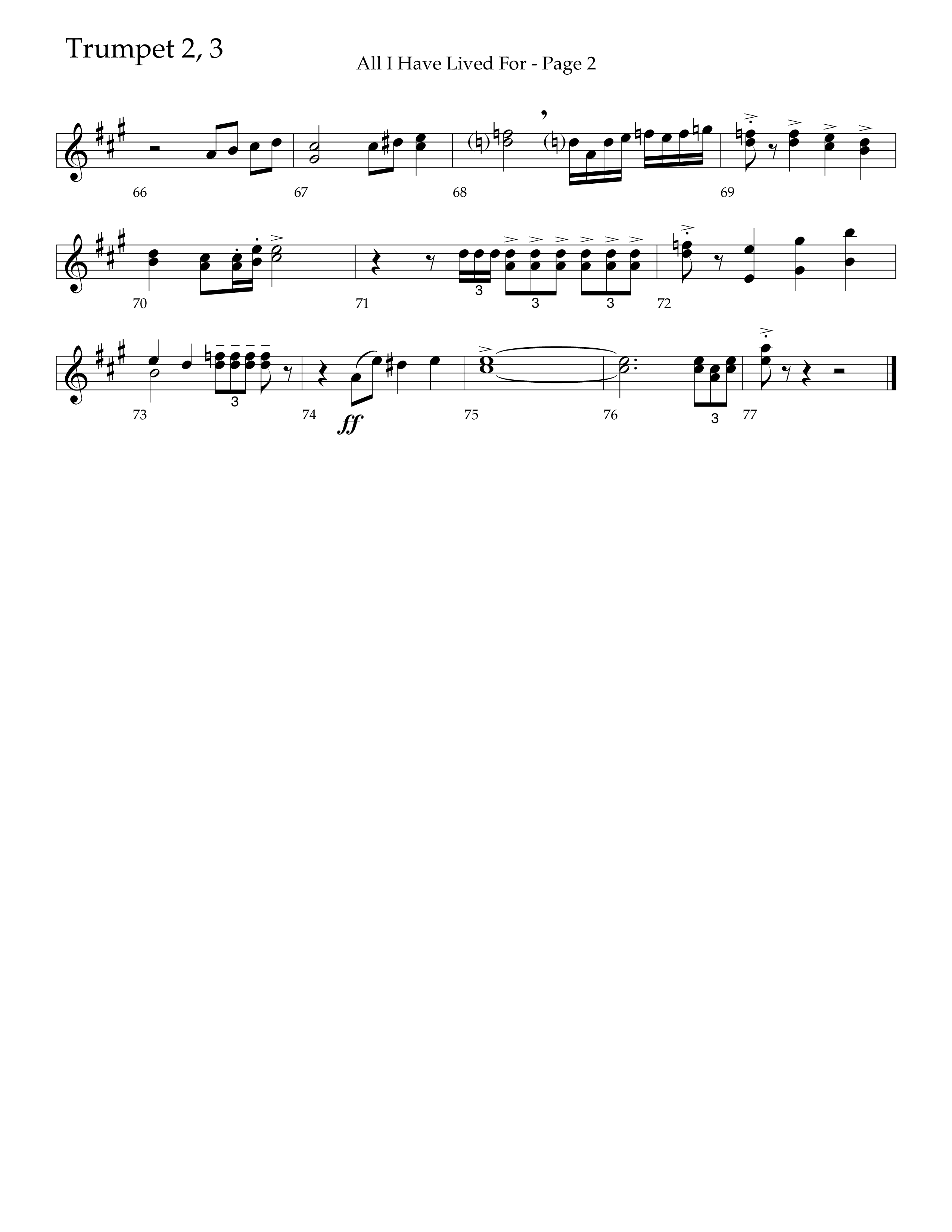 All I Have Lived For (Choral Anthem SATB) Trumpet 2/3 (Lifeway Choral / Arr. Russell Mauldin)