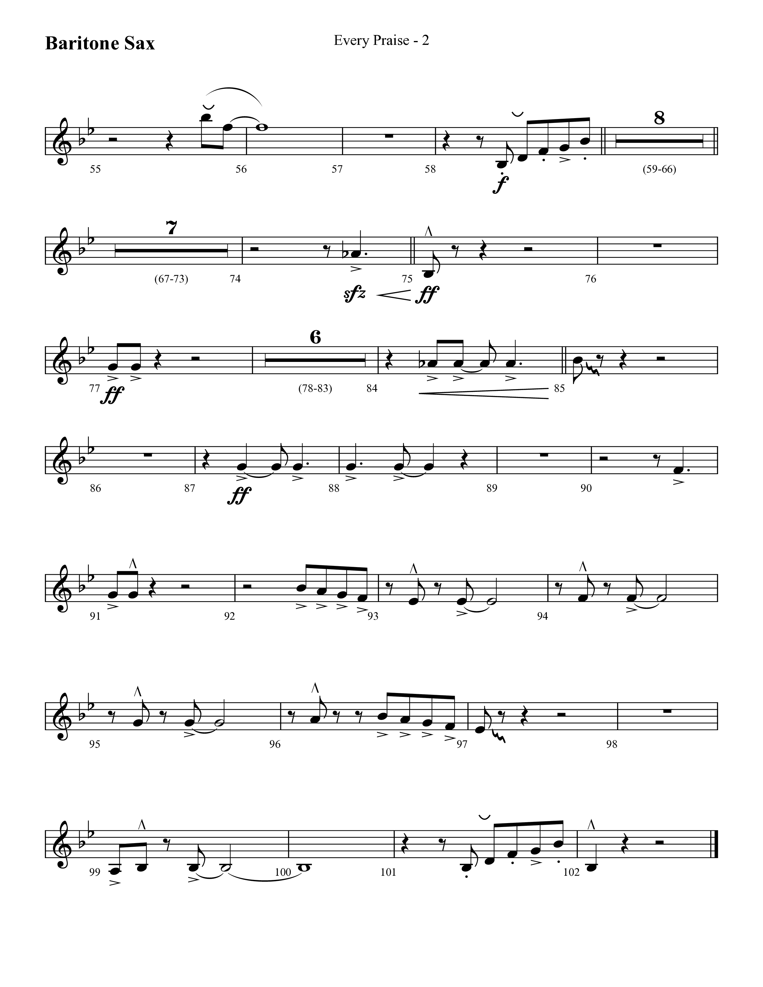 Every Praise (Choral Anthem SATB) Bari Sax (Lifeway Choral / Arr. Cliff Duren)